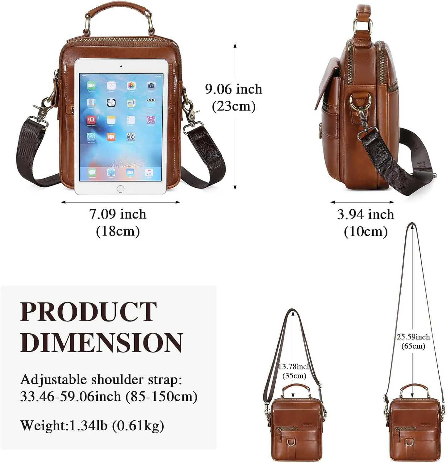 BAIGIO Genuine Leather Shoulder Bag for Men Crossbody Bag Small Leather Messenger Briefcase Handbag Men Purse