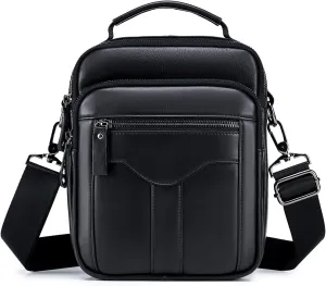 BAIGIO Genuine Leather Shoulder Bag for Men Crossbody Bag Small Leather Messenger Briefcase Handbag Men Purse