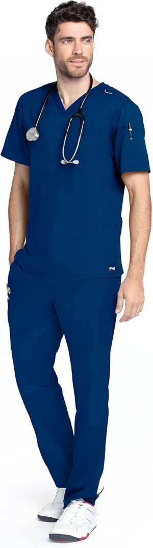 BARCO Grey's Anatomy Men's GRT091 Evan Top 2 Pocket V-Neck Scrub Top-Indigo-Medium