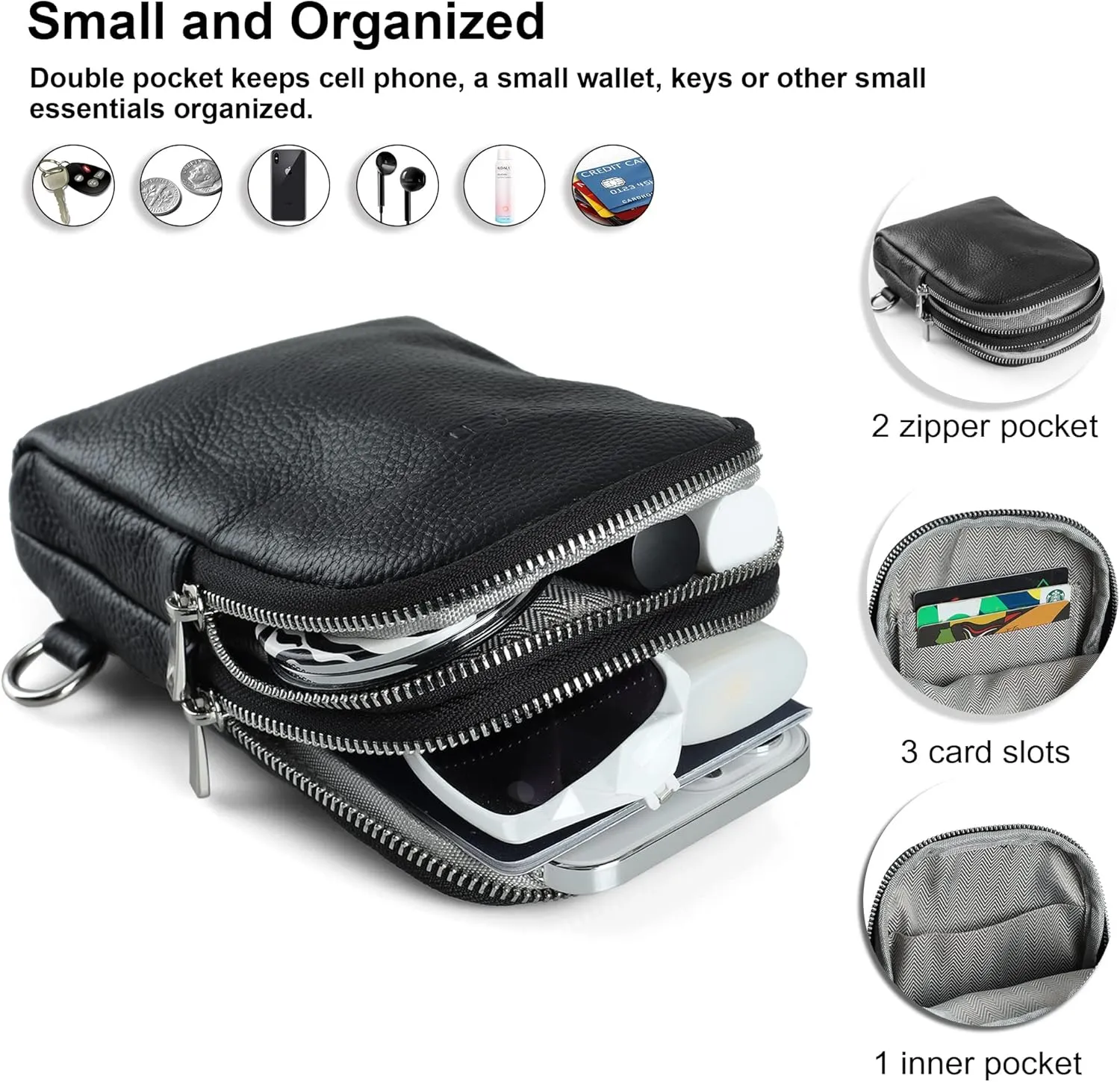 befen Geniune Leather Small Sling Bags Fanny Pack Crossbody Bags Purses Gifts for Women Teen Girls Travel