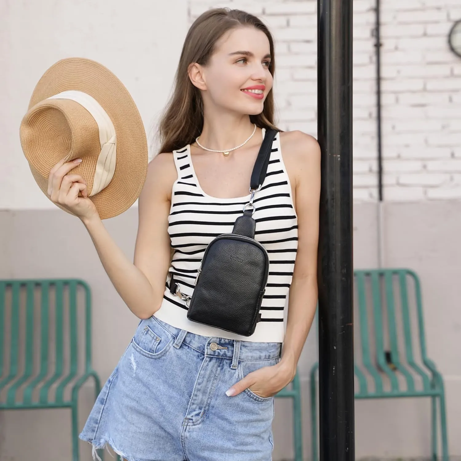 befen Geniune Leather Small Sling Bags Fanny Pack Crossbody Bags Purses Gifts for Women Teen Girls Travel