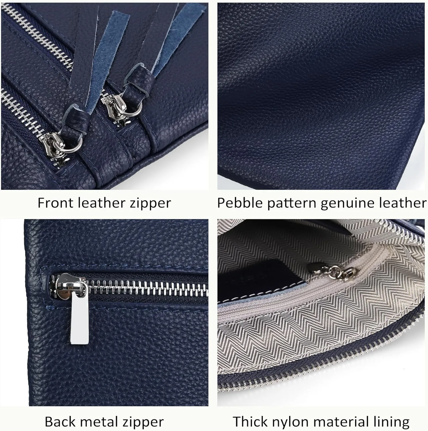 befen Small Genuine Leather Crossbody Purses for Women Trendy Travel Shoulder Handbags with Multiple Zipper Pockets
