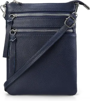 befen Small Genuine Leather Crossbody Purses for Women Trendy Travel Shoulder Handbags with Multiple Zipper Pockets