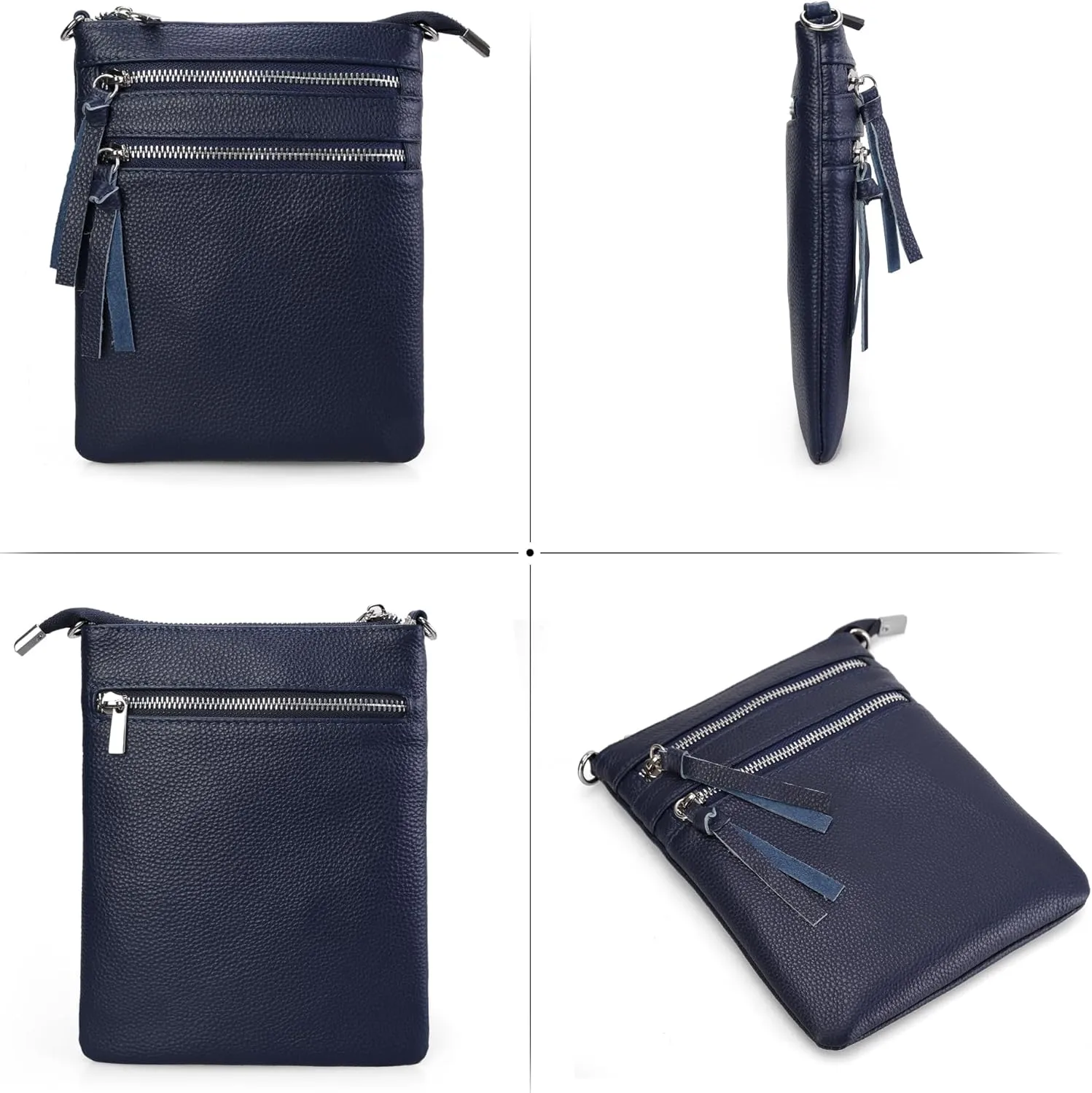 befen Small Genuine Leather Crossbody Purses for Women Trendy Travel Shoulder Handbags with Multiple Zipper Pockets