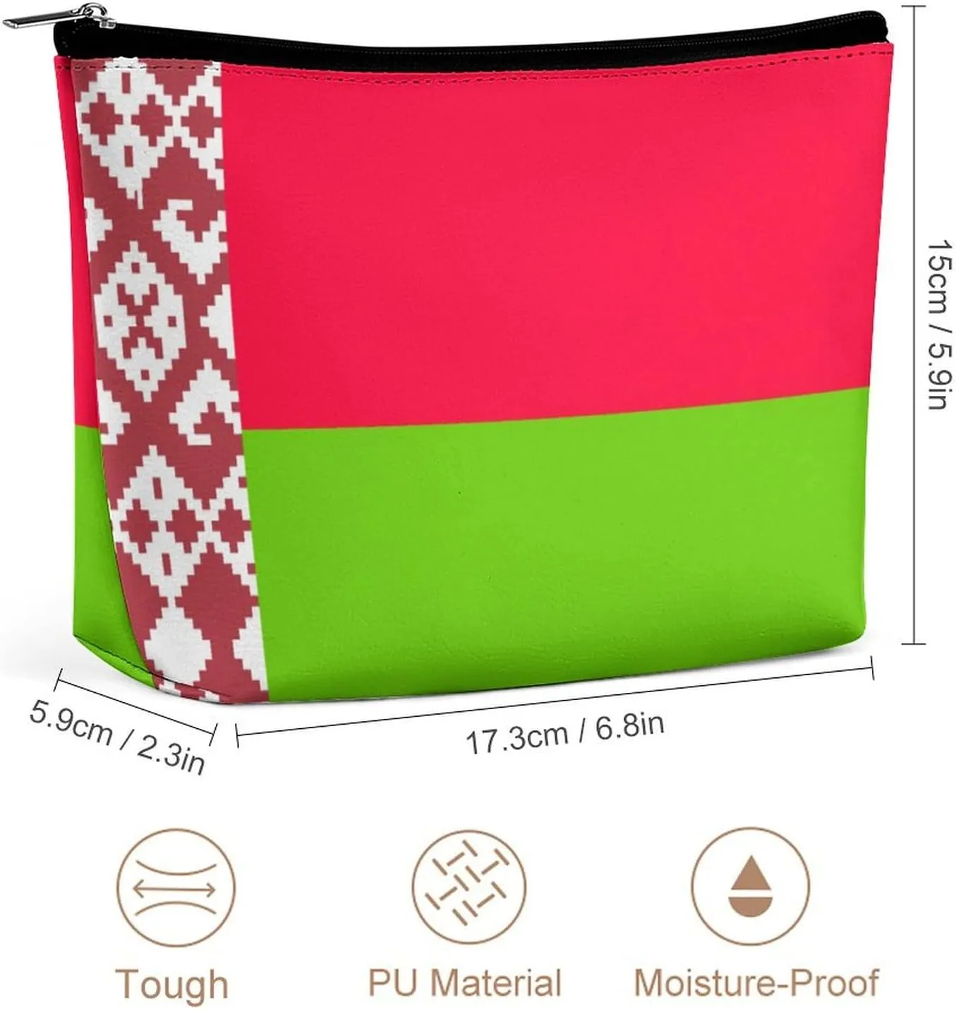 Belarus Flag Makeup Organizer for Women Travel Cosmetic Bag Lightweight Pouch for Purse
