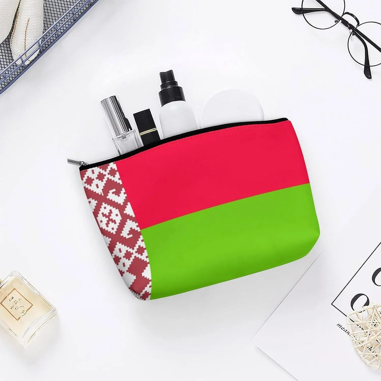 Belarus Flag Makeup Organizer for Women Travel Cosmetic Bag Lightweight Pouch for Purse