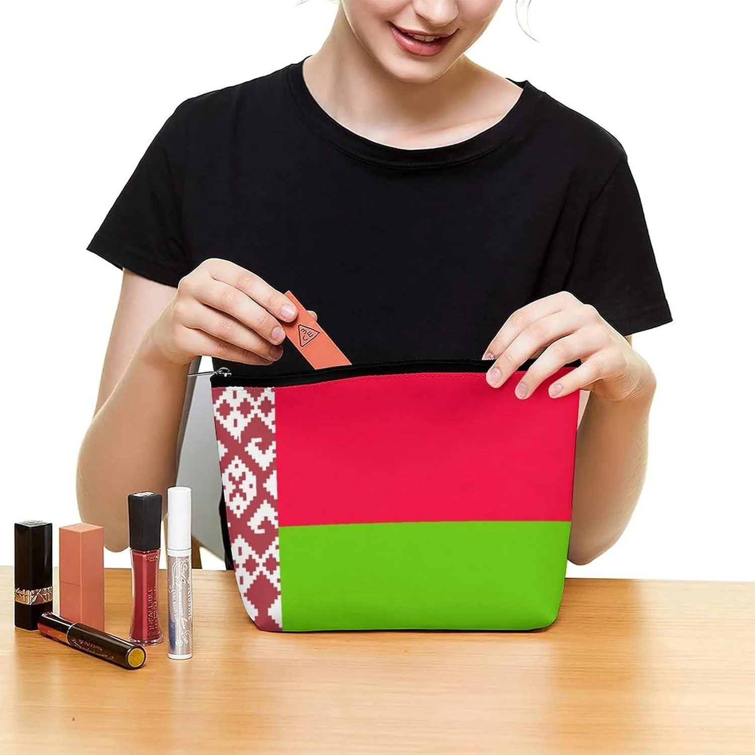 Belarus Flag Makeup Organizer for Women Travel Cosmetic Bag Lightweight Pouch for Purse