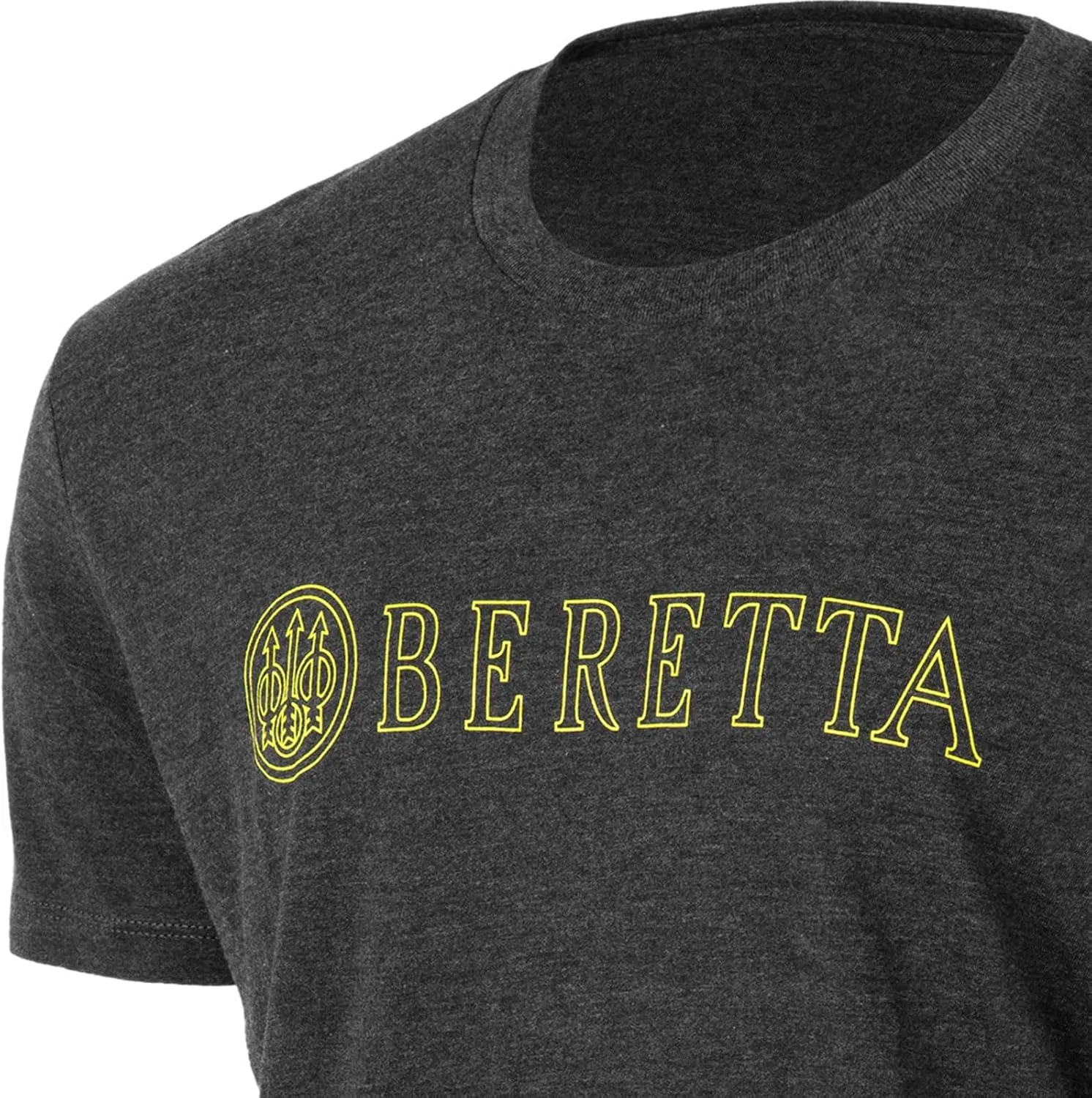 Beretta Men's Hardlines Casual Active Wear Crew Ribbed Neck Logo Pattern Double Needle Hems Regular Fit Short Sleeve T-Shirt