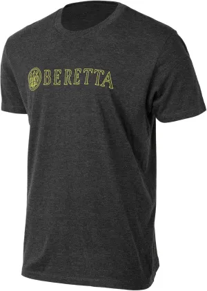 Beretta Men's Hardlines Casual Active Wear Crew Ribbed Neck Logo Pattern Double Needle Hems Regular Fit Short Sleeve T-Shirt