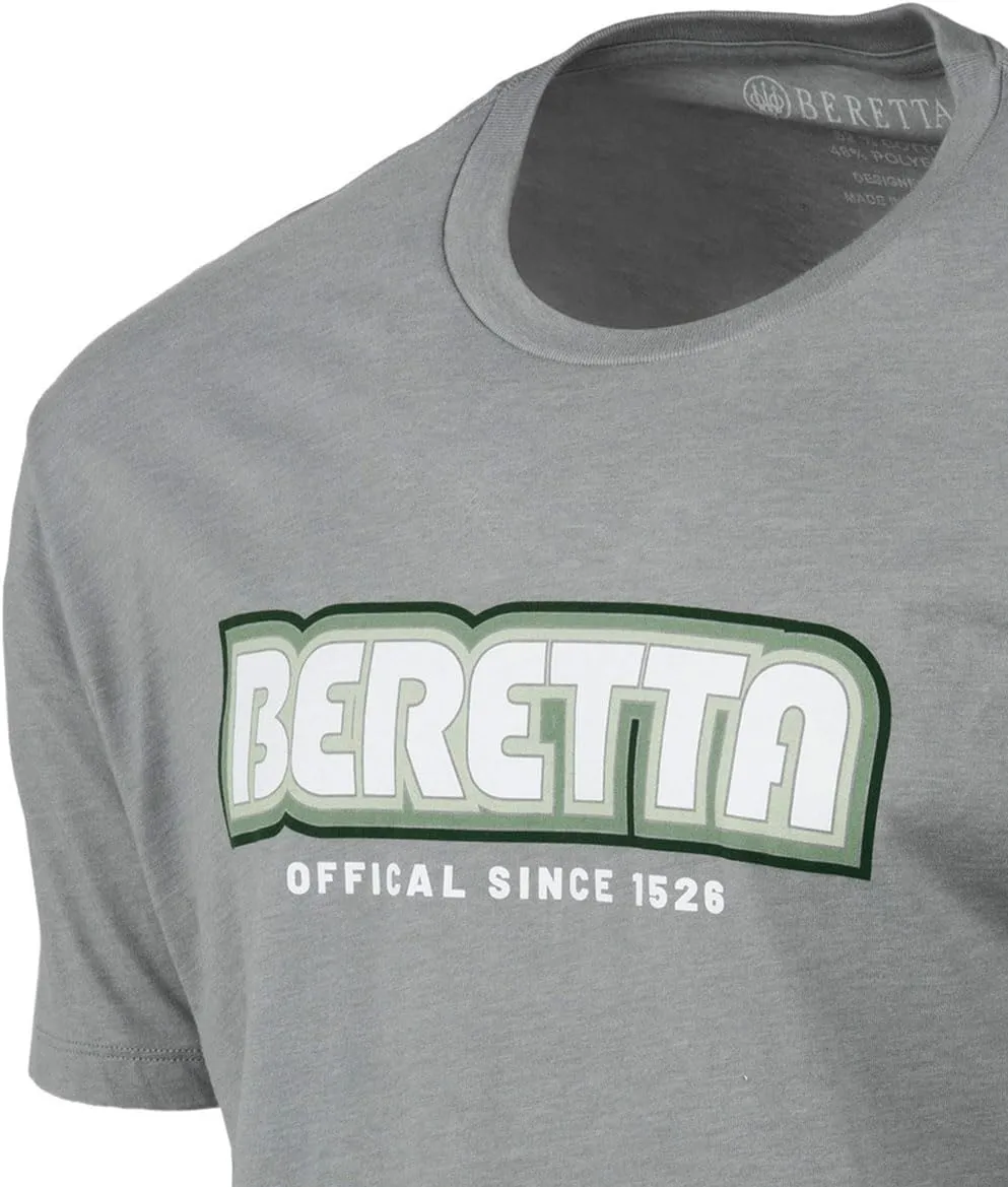 Beretta Men's Retro 2.0 SS Casual Durable Active Wear Ribbed Crew Neck Logo Print Double Needle Hems Short Sleeve T-Shirt