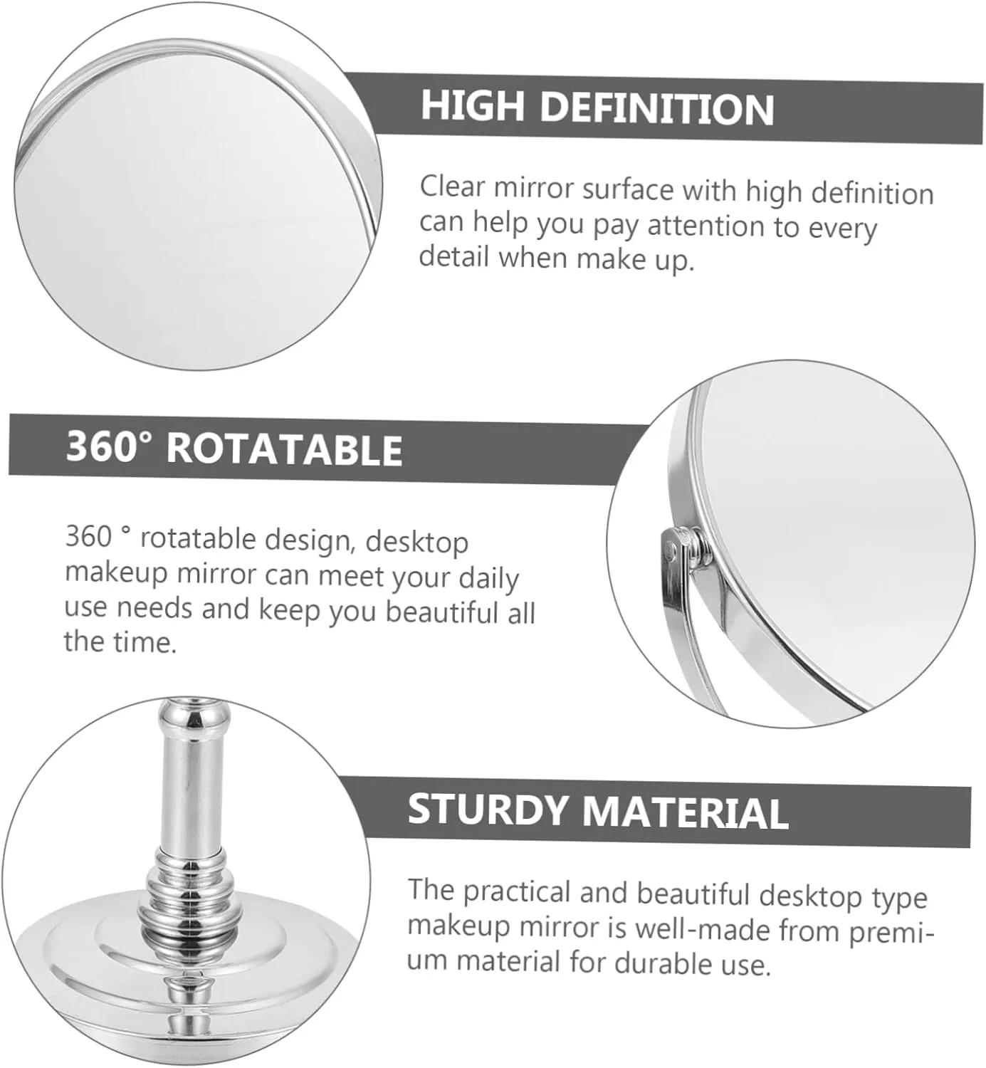 BESPORTBLE 1pc Desktop Mirror Concise Metal Vanity Mirror for Makeup Tabletop Design Accessory for Girls for Bedroom and Dressing Table Random Style