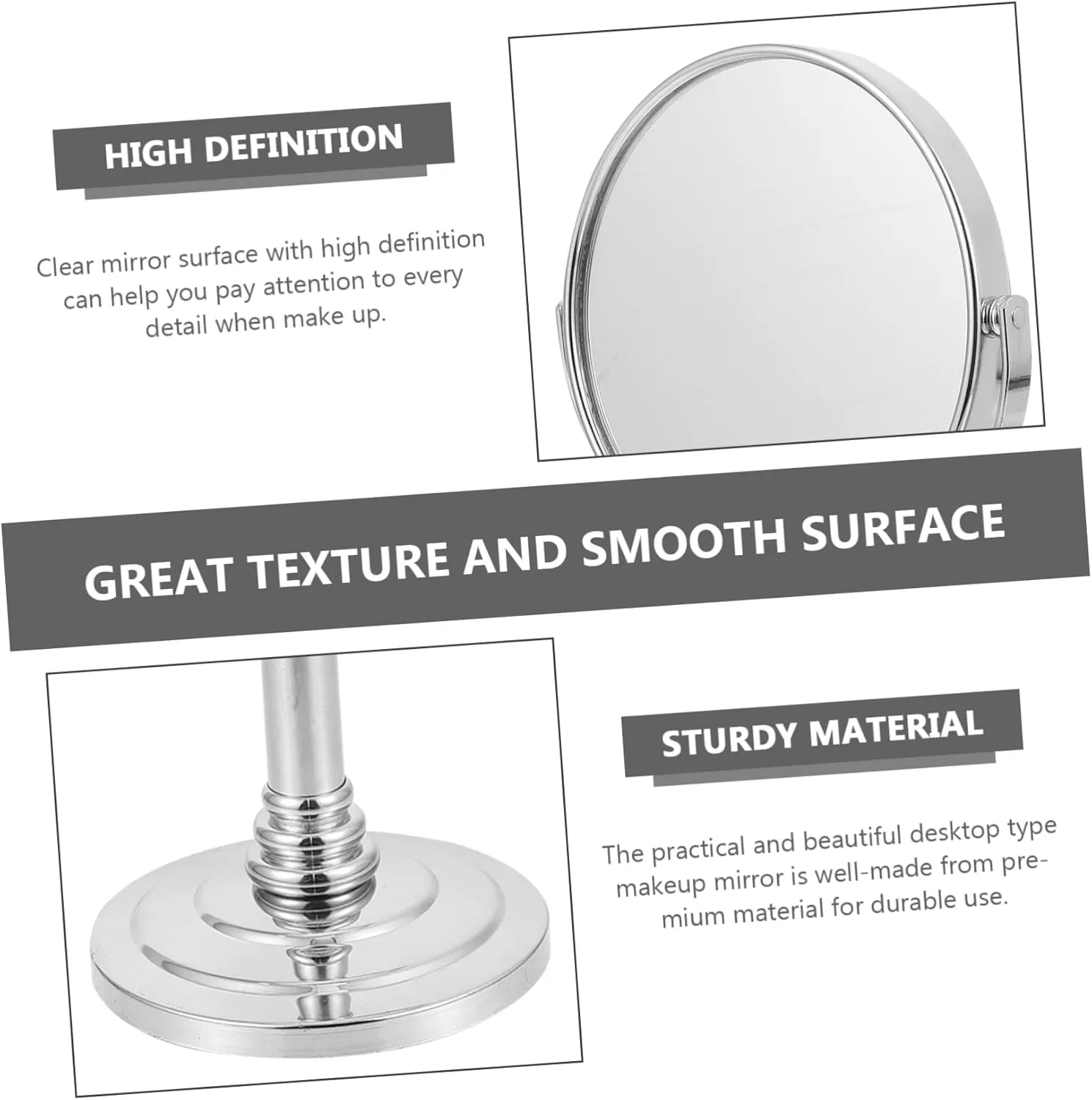 BESPORTBLE 1pc Desktop Mirror Concise Metal Vanity Mirror for Makeup Tabletop Design Accessory for Girls for Bedroom and Dressing Table Random Style