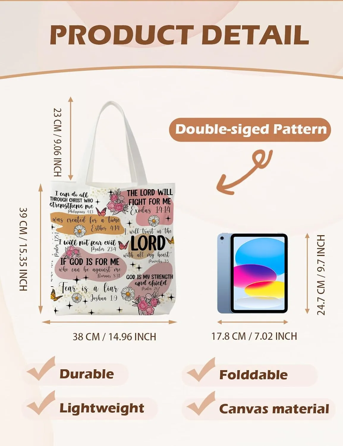 Bible Bags for Women, Christian Tote Bag, Gifts for Christian Women