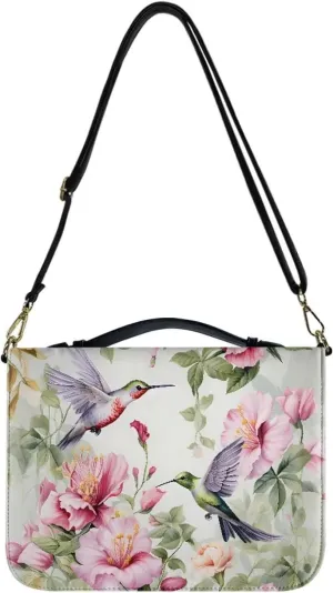 Bible Covers Hummingbird Cherry Blossom Waterproof Carrying Book Case for Women Men Crossbody Bible Case Bible Bag Tote Bag Church Bag for Study Bible Protective