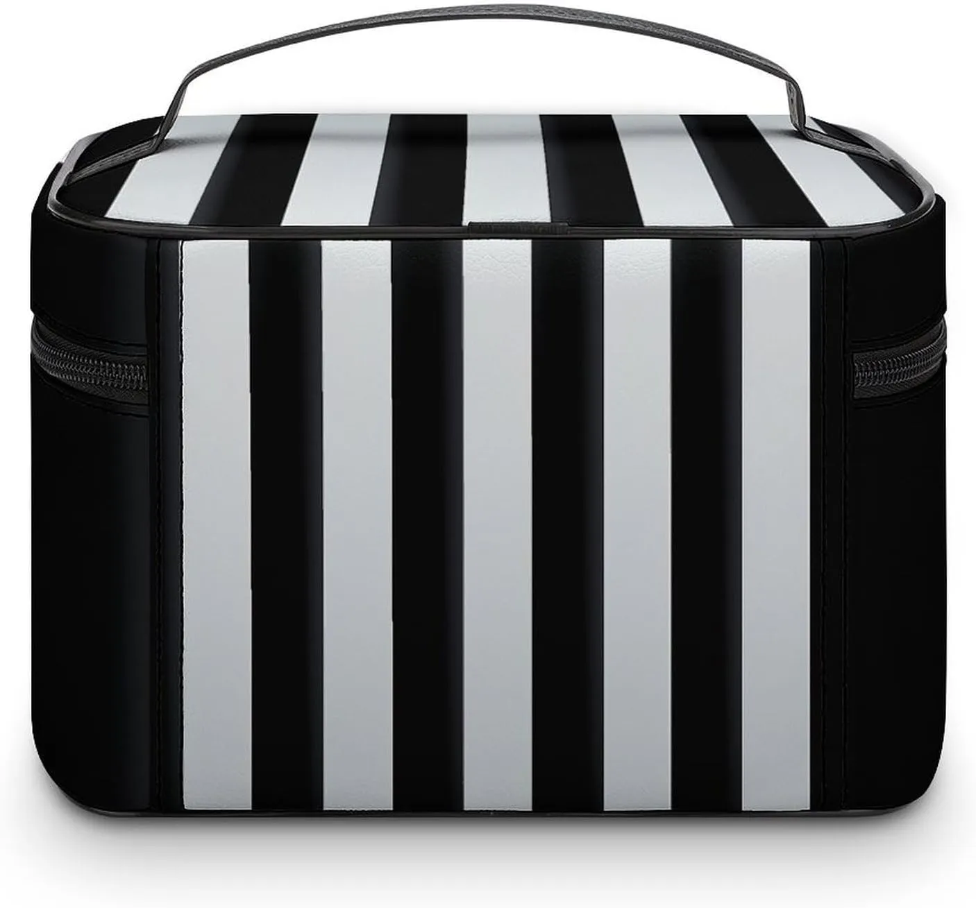 Black And White Stripes Cosmetic Bag, Portable Toiletry Bag, Large Capacity Travel Makeup Bags, Beauty Organizer for Full-Sized Shampoo Conditioner Brushes Set Accessories