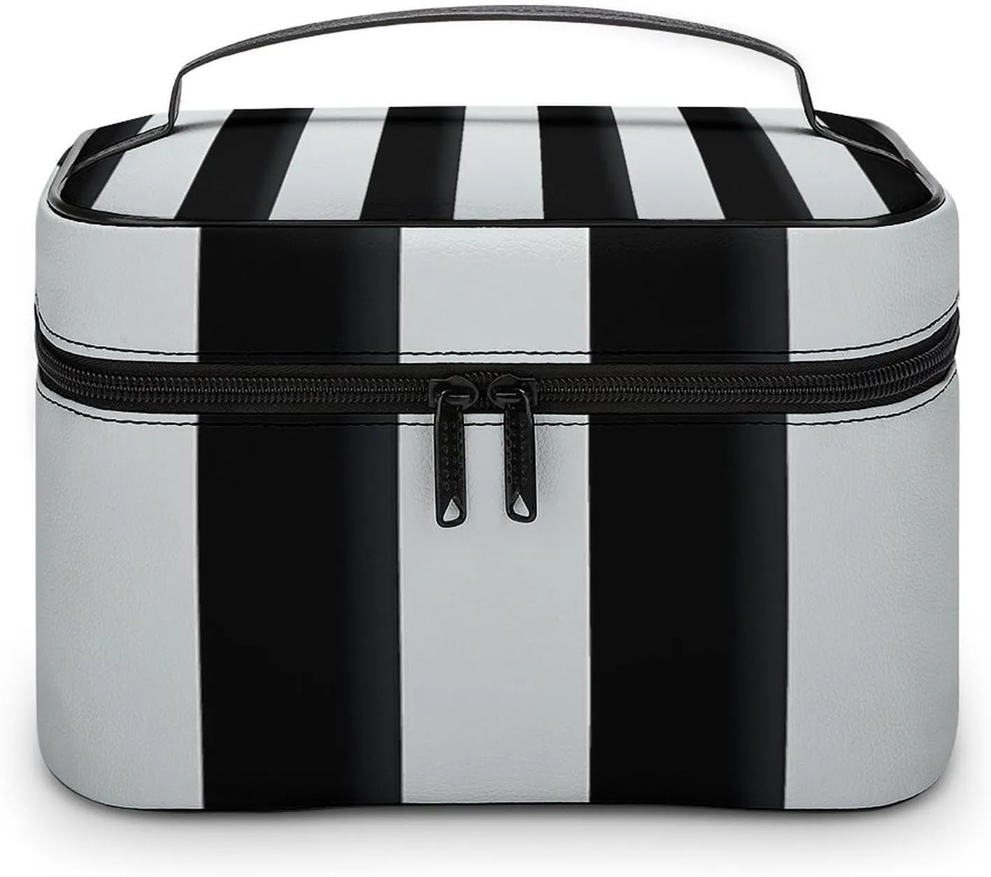 Black And White Stripes Cosmetic Bag, Portable Toiletry Bag, Large Capacity Travel Makeup Bags, Beauty Organizer for Full-Sized Shampoo Conditioner Brushes Set Accessories