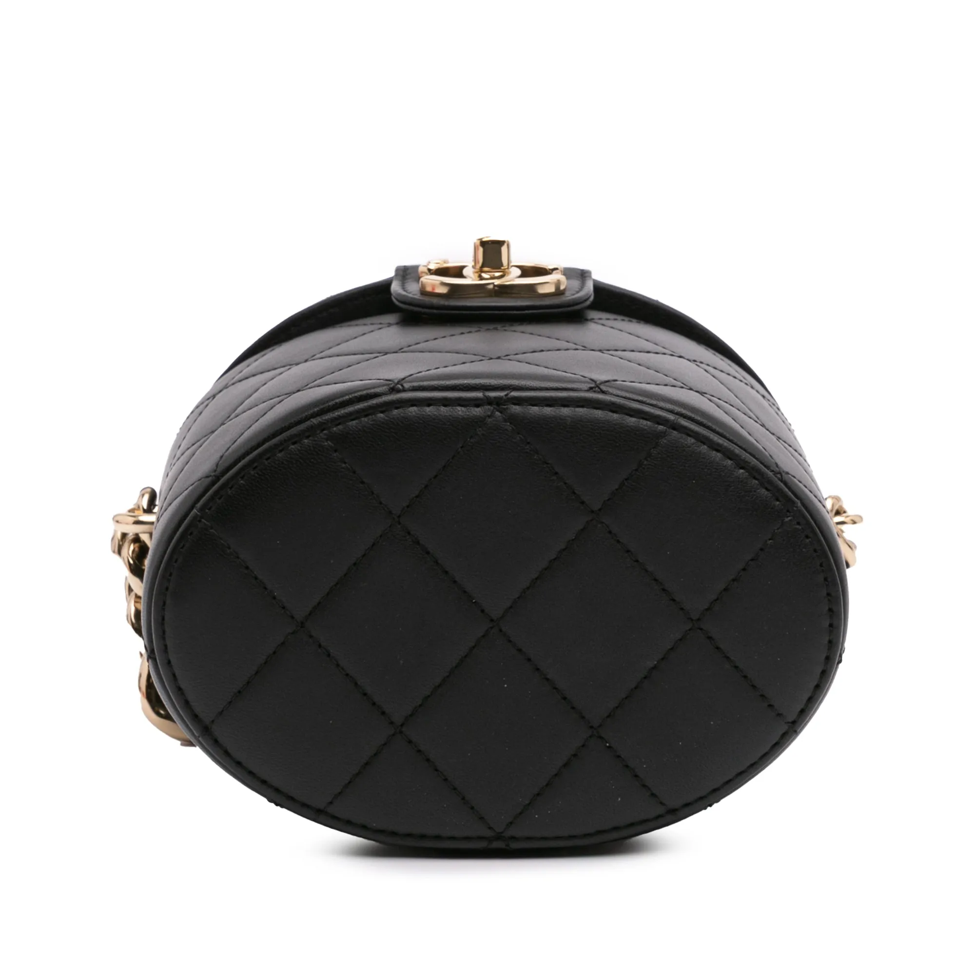 Black Chanel Mini Lambskin Elegant Chain Vanity Case Crossbody Bag