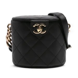 Black Chanel Mini Lambskin Elegant Chain Vanity Case Crossbody Bag