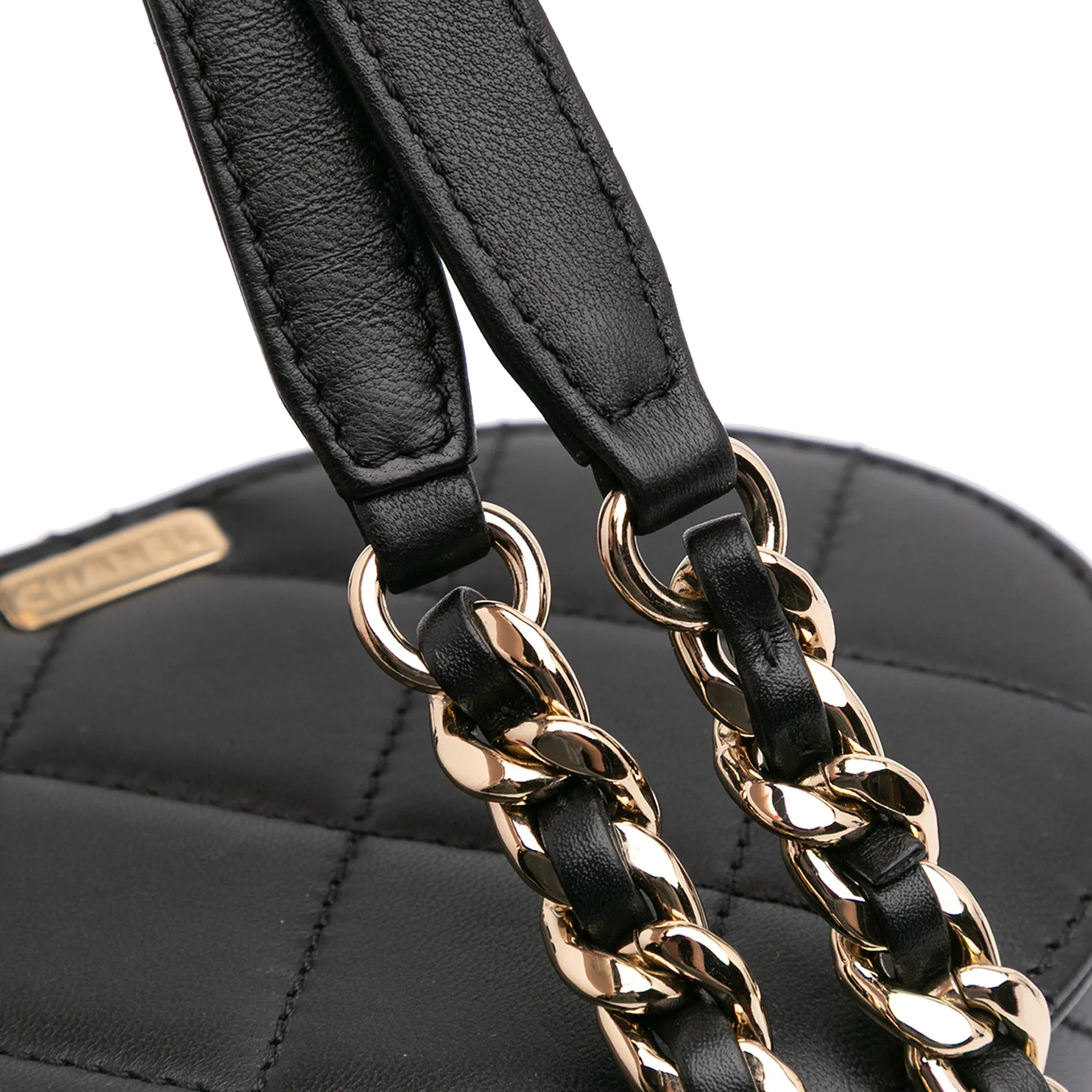 Black Chanel Mini Lambskin Elegant Chain Vanity Case Crossbody Bag