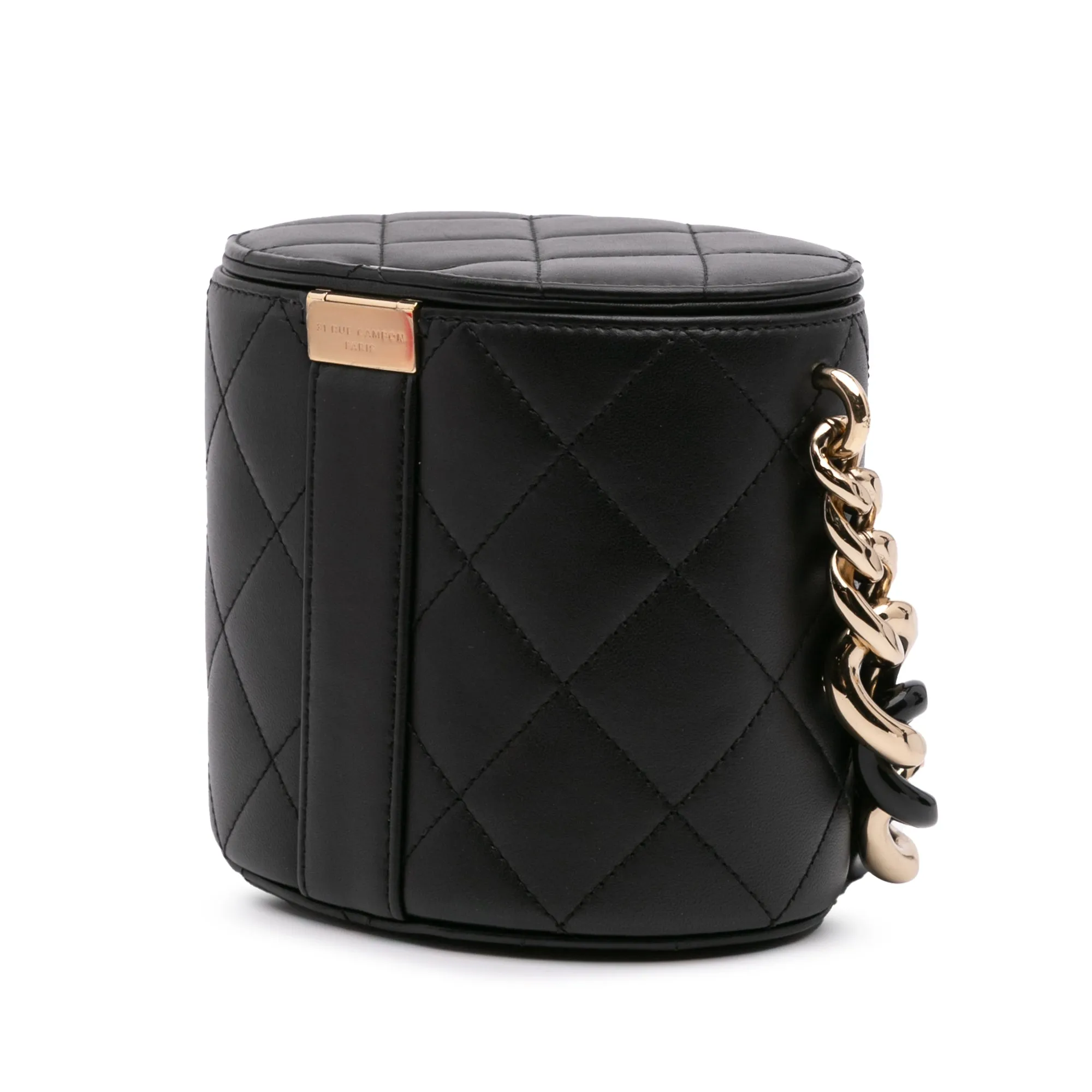 Black Chanel Mini Lambskin Elegant Chain Vanity Case Crossbody Bag