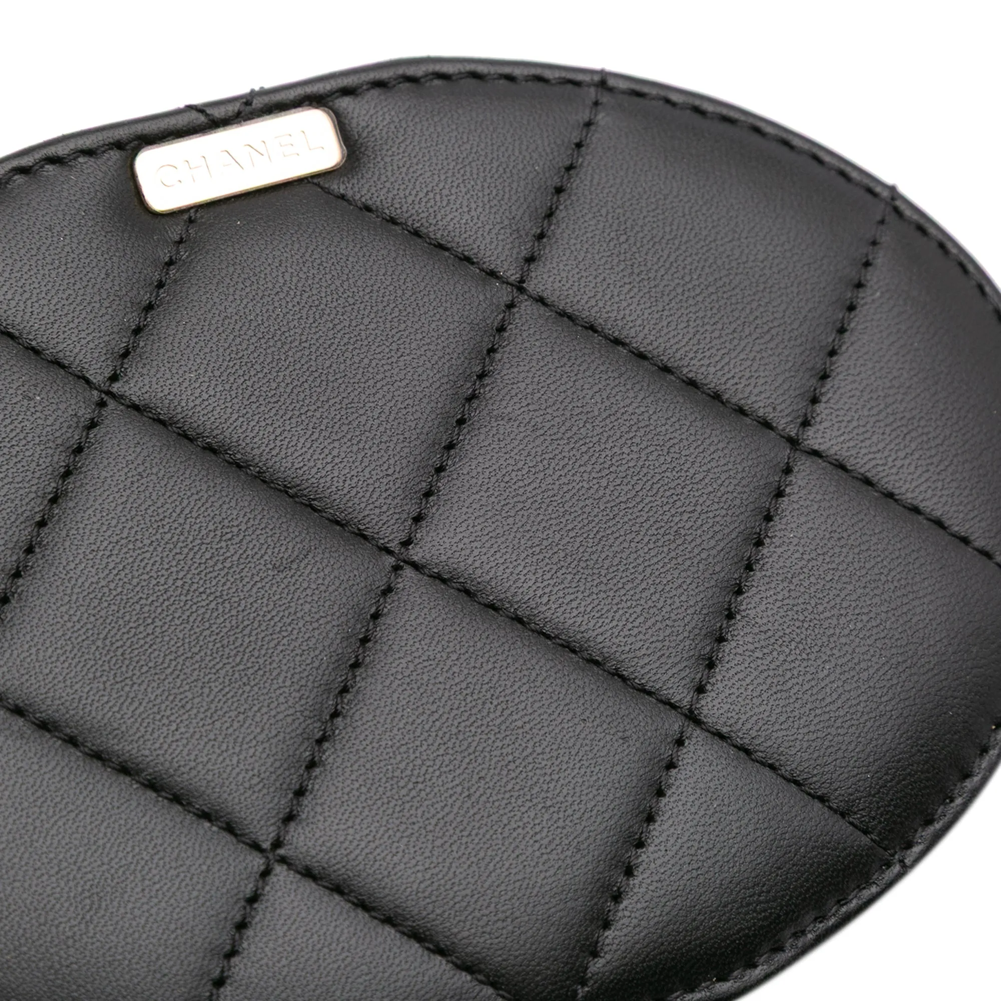 Black Chanel Mini Lambskin Elegant Chain Vanity Case Crossbody Bag