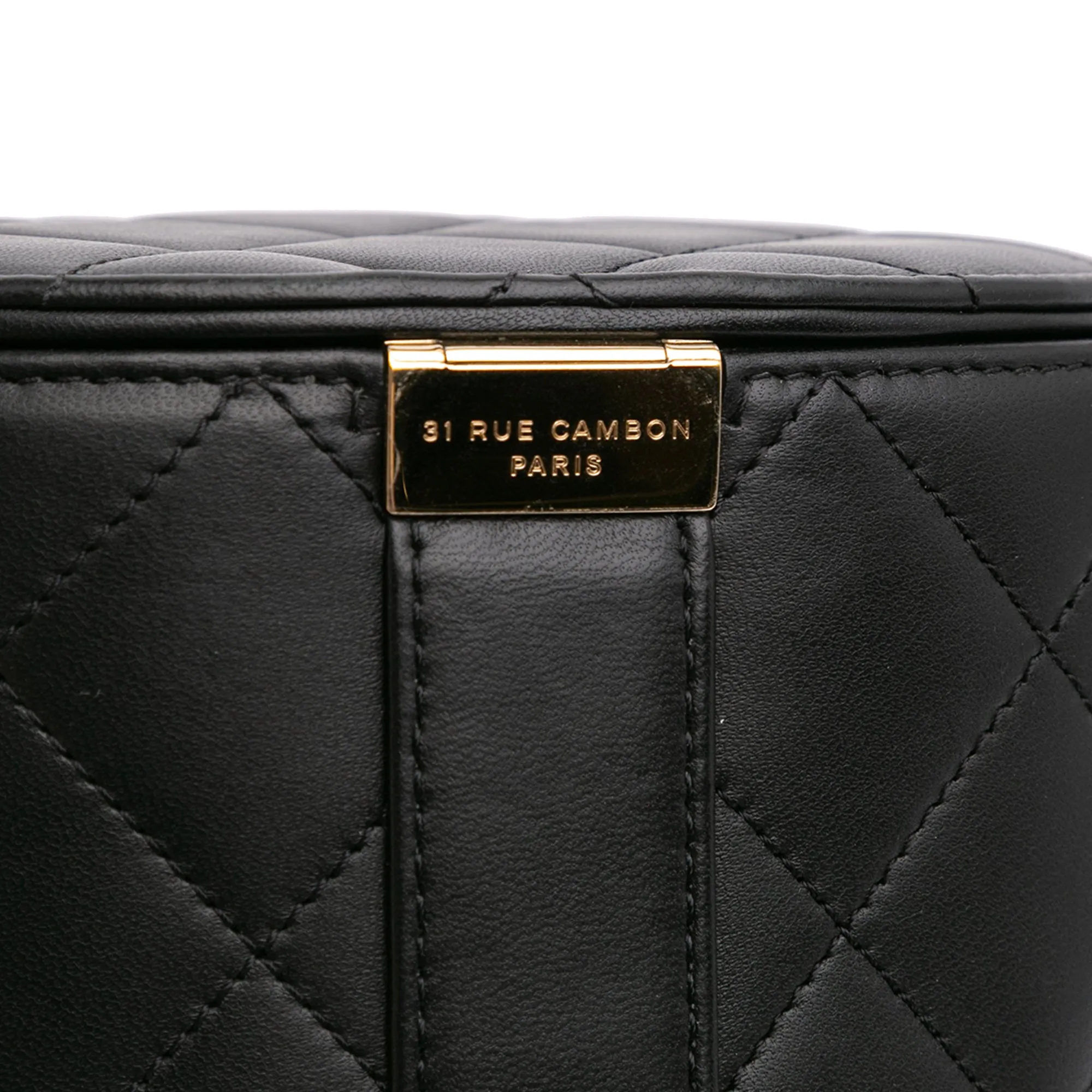Black Chanel Mini Lambskin Elegant Chain Vanity Case Crossbody Bag
