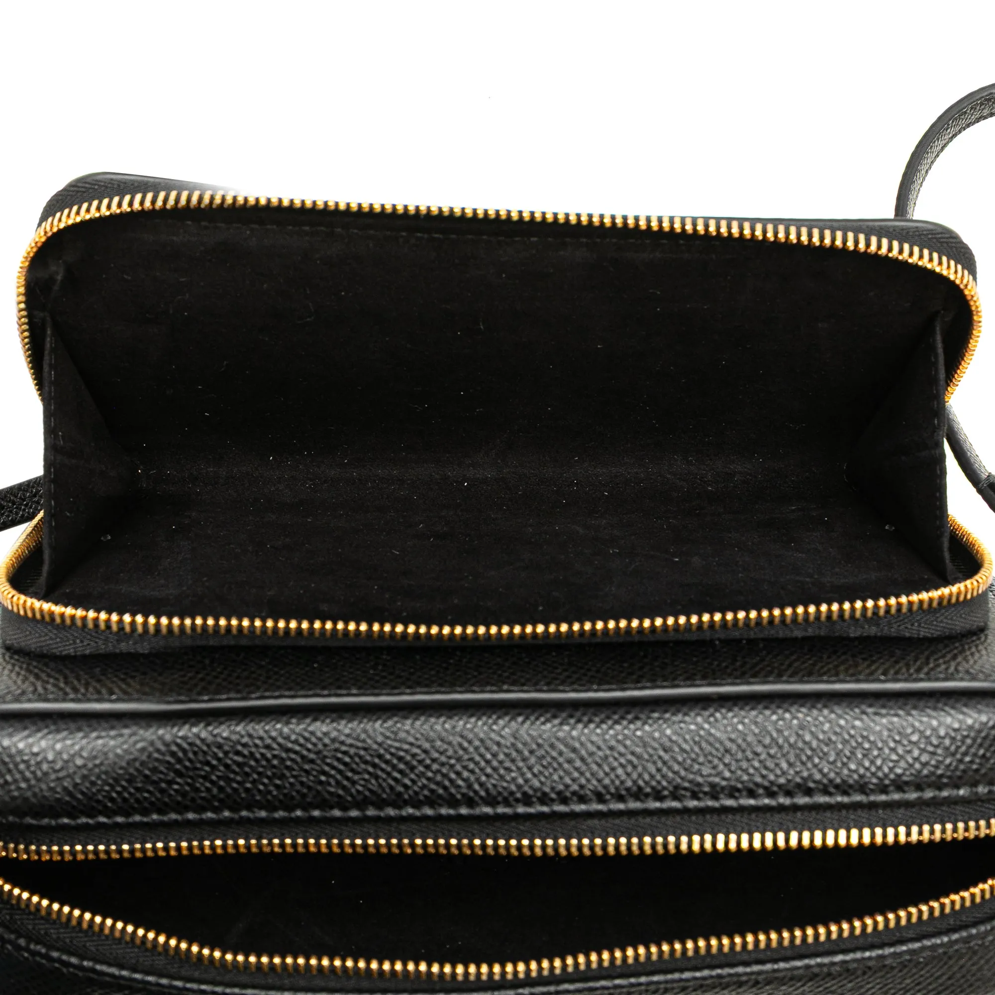 Black Dior Grained Calfskin Caro Double Pouch Crossbody Bag