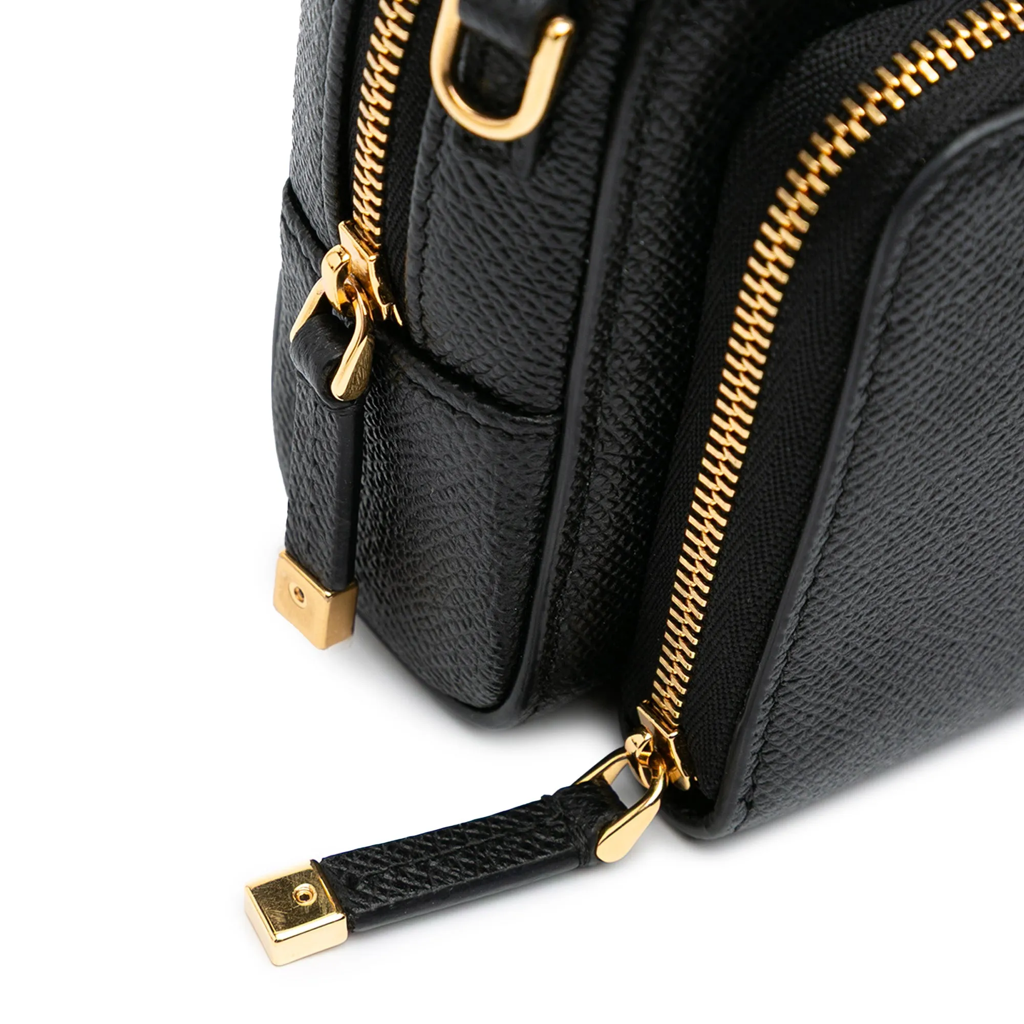 Black Dior Grained Calfskin Caro Double Pouch Crossbody Bag