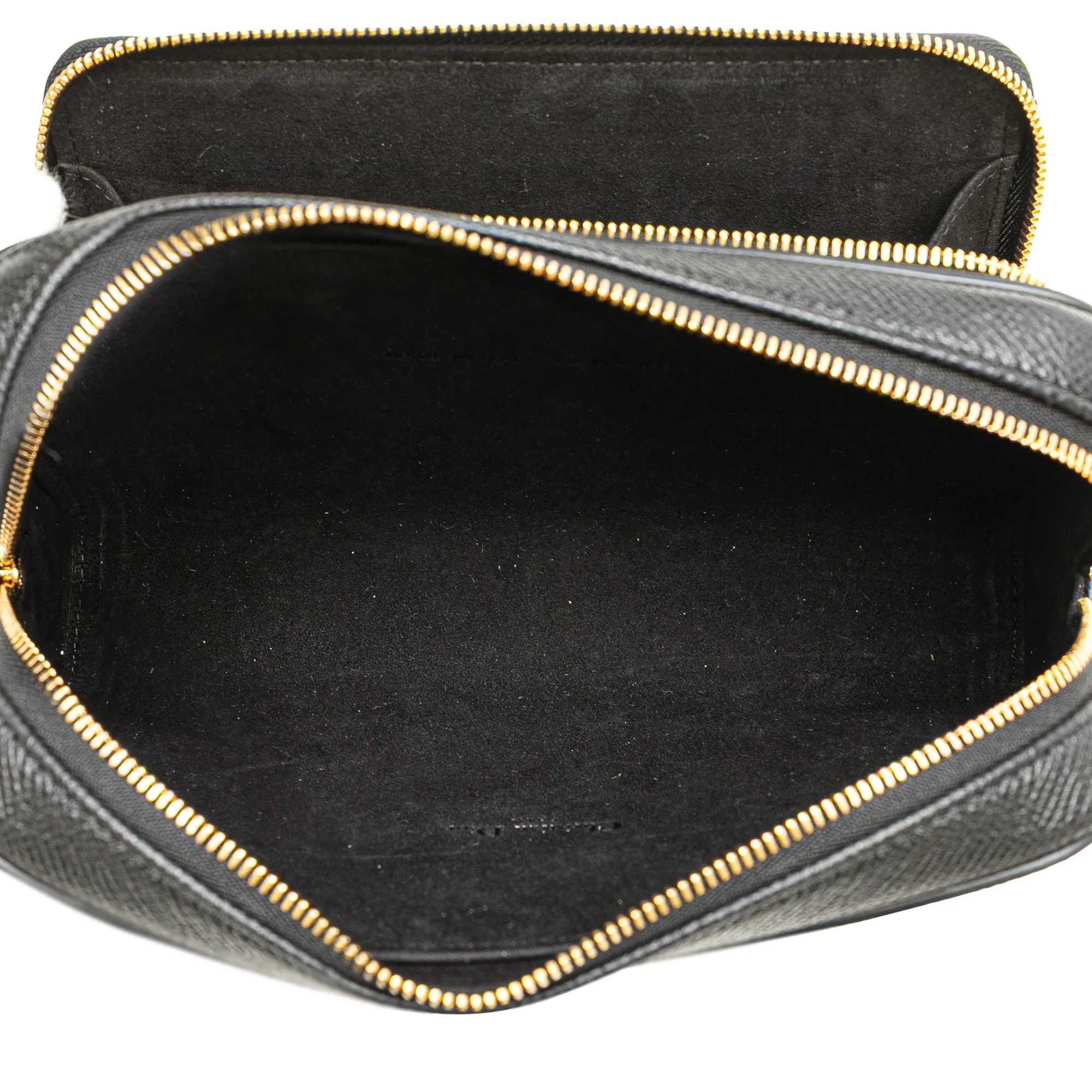 Black Dior Grained Calfskin Caro Double Pouch Crossbody Bag