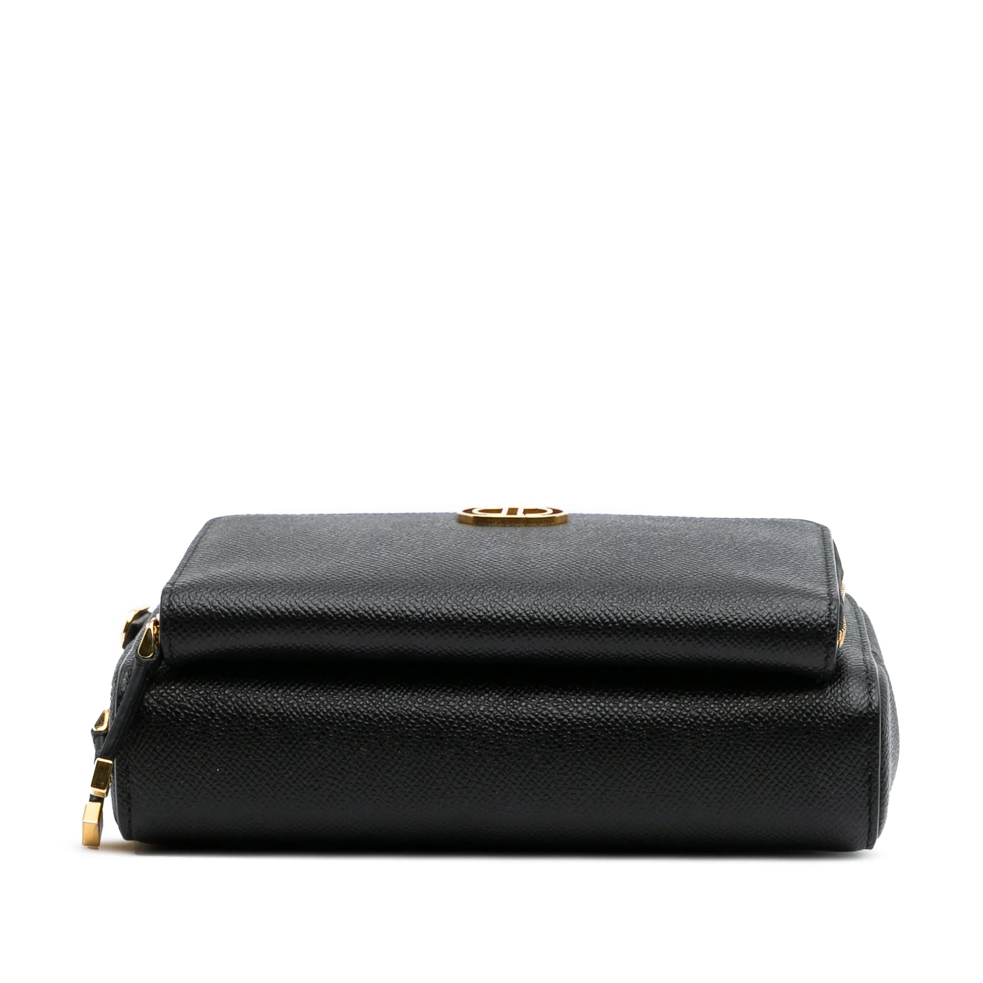 Black Dior Grained Calfskin Caro Double Pouch Crossbody Bag