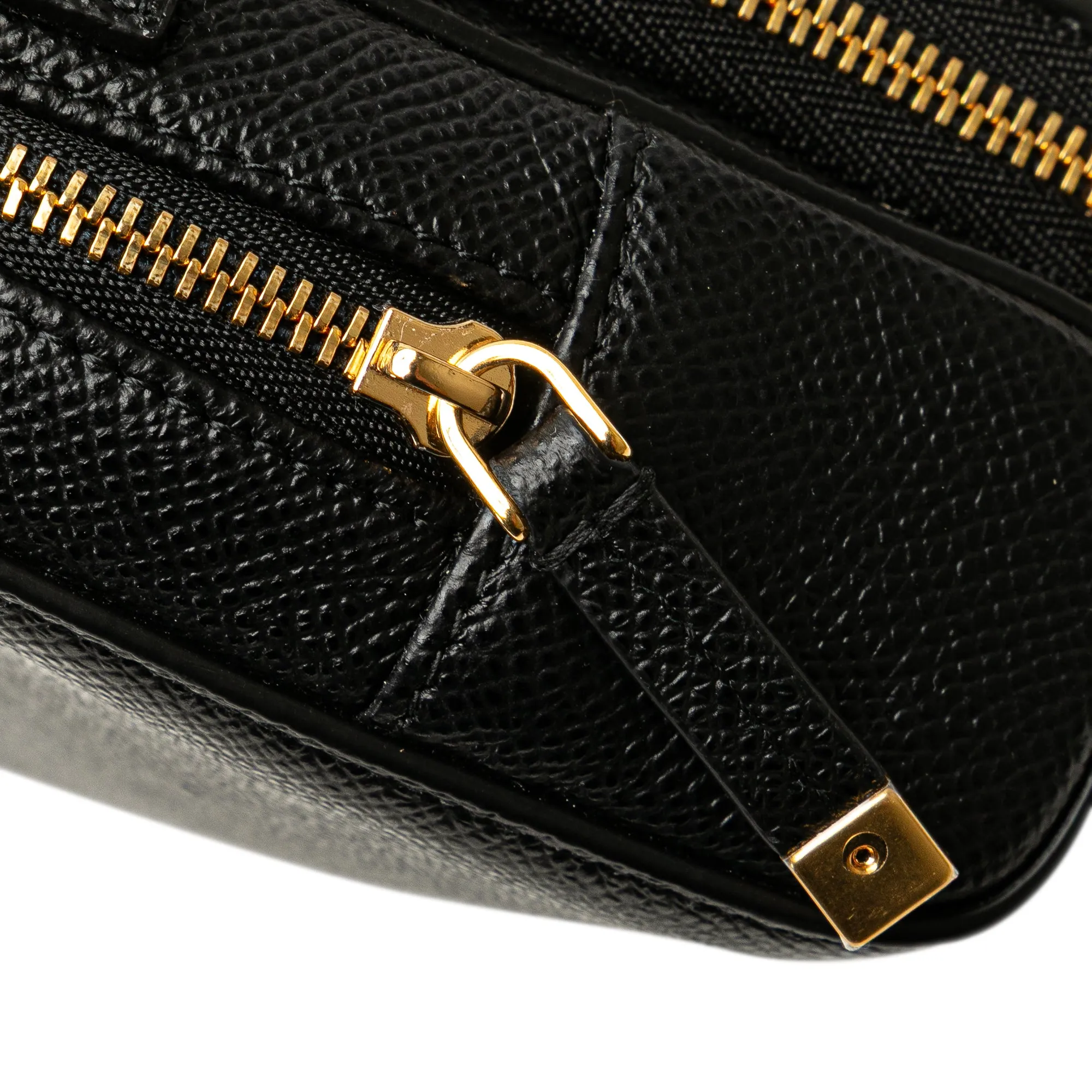 Black Dior Grained Calfskin Caro Double Pouch Crossbody Bag
