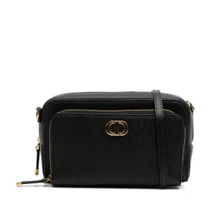 Black Dior Grained Calfskin Caro Double Pouch Crossbody Bag