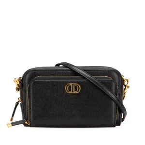 Black Dior Grained Calfskin Caro Double Pouch Crossbody Bag