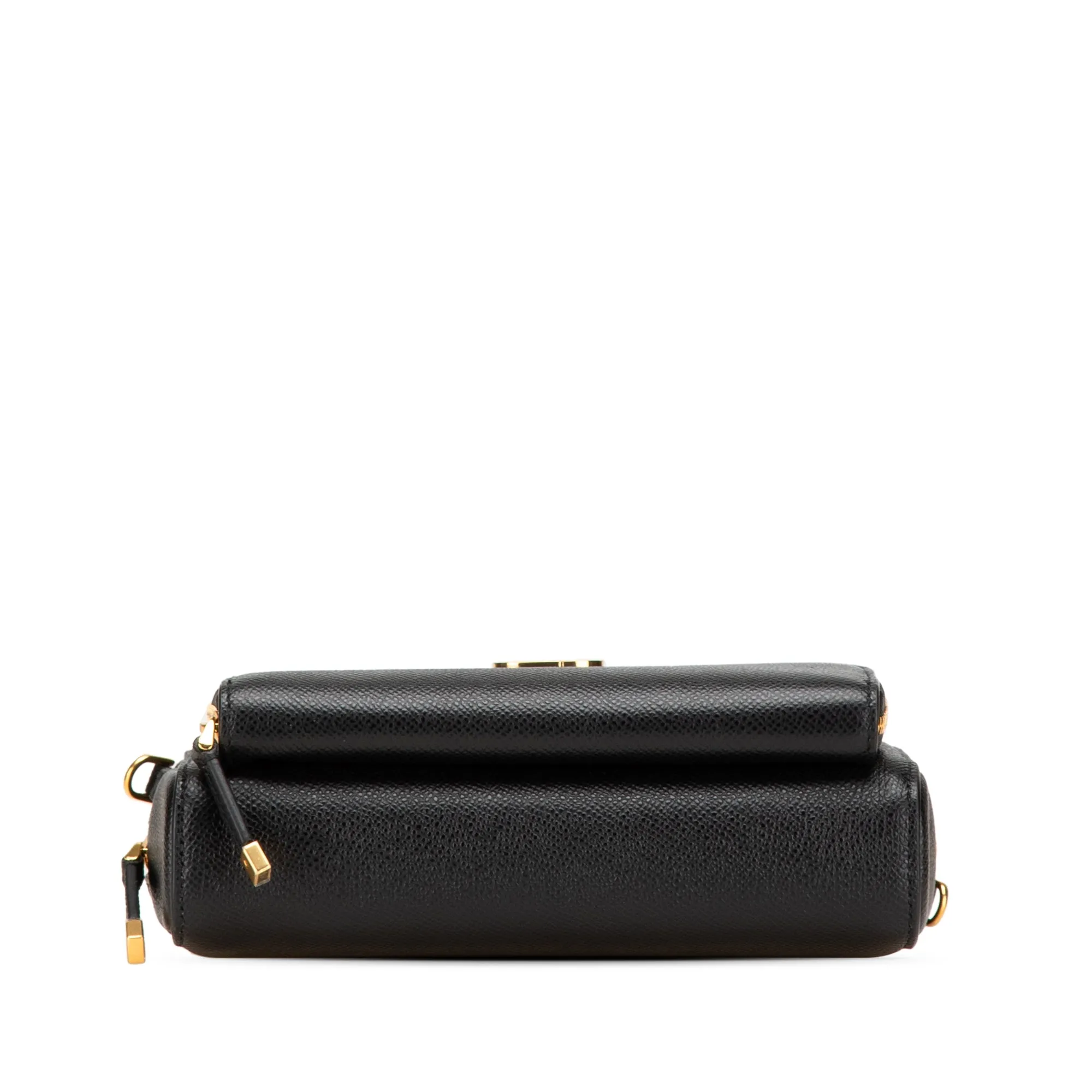 Black Dior Grained Calfskin Caro Double Pouch Crossbody Bag