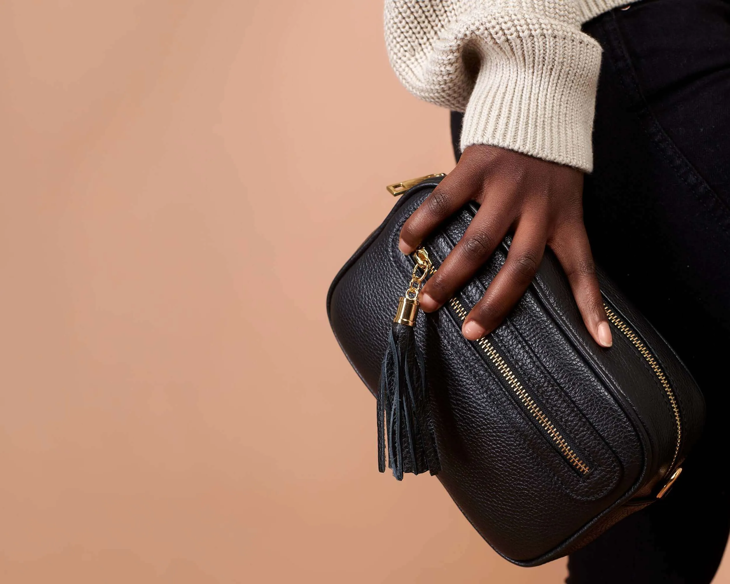 Black Italian Leather Bag, Small Crossbody Bag