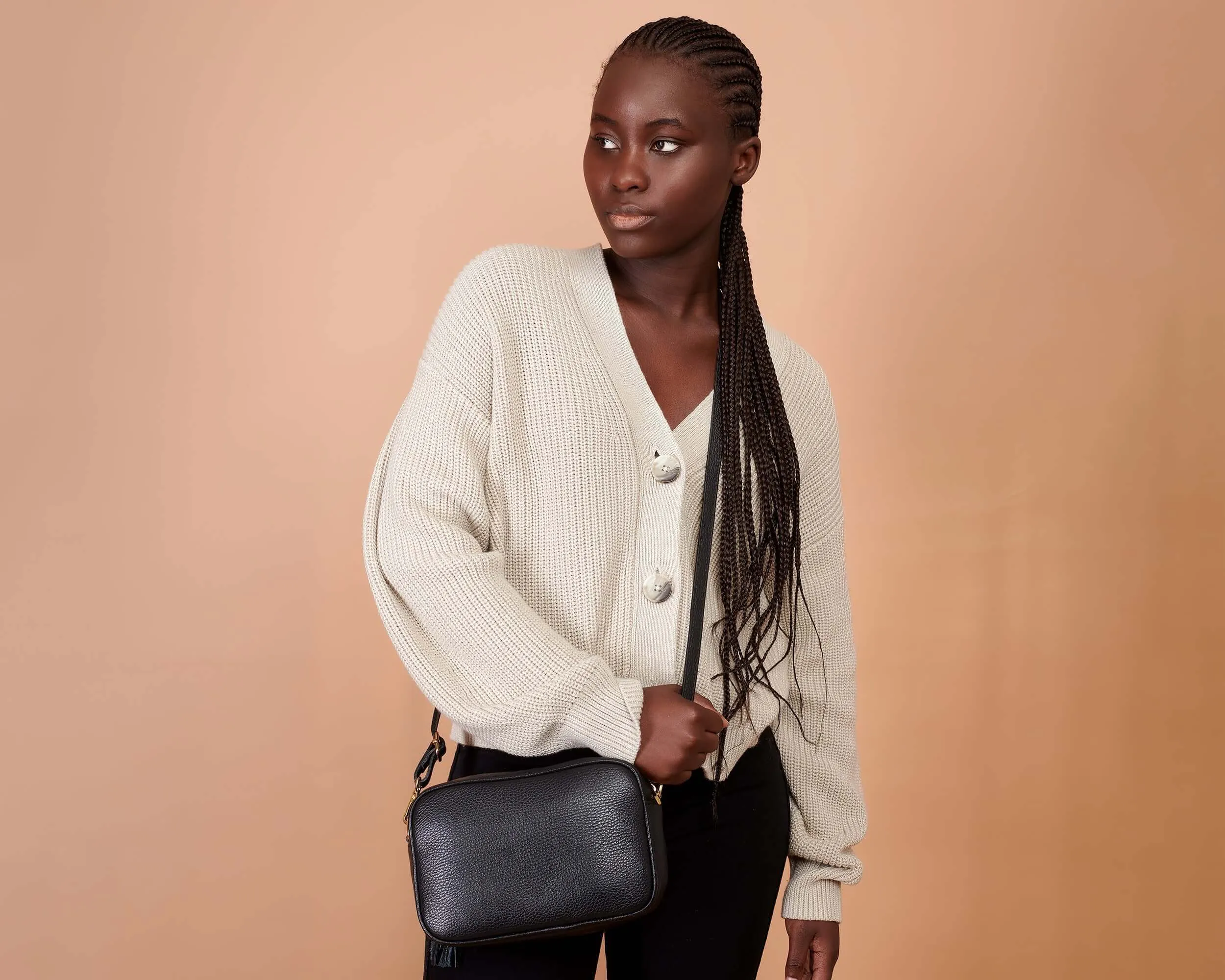 Black Italian Leather Bag, Small Crossbody Bag