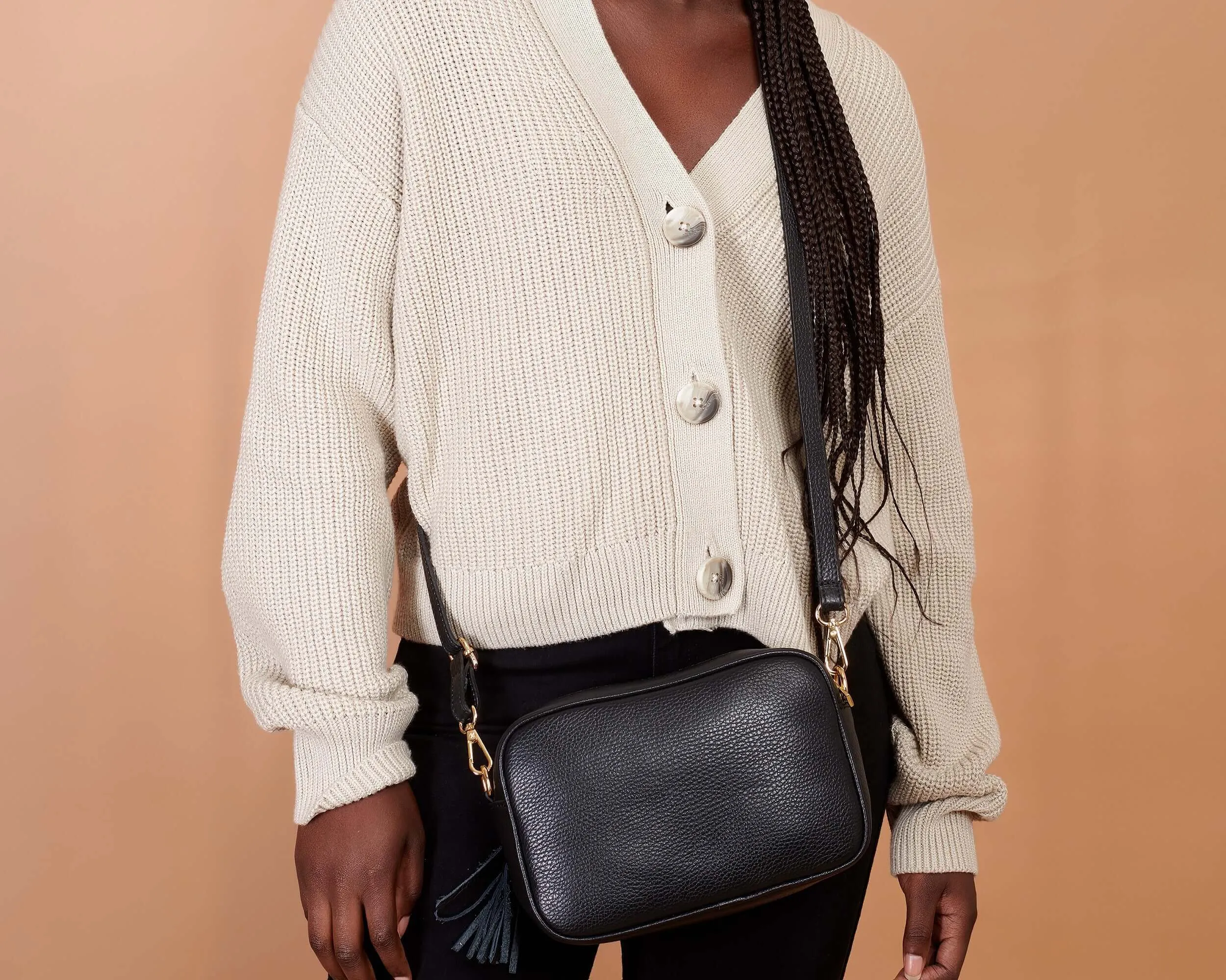 Black Italian Leather Bag, Small Crossbody Bag
