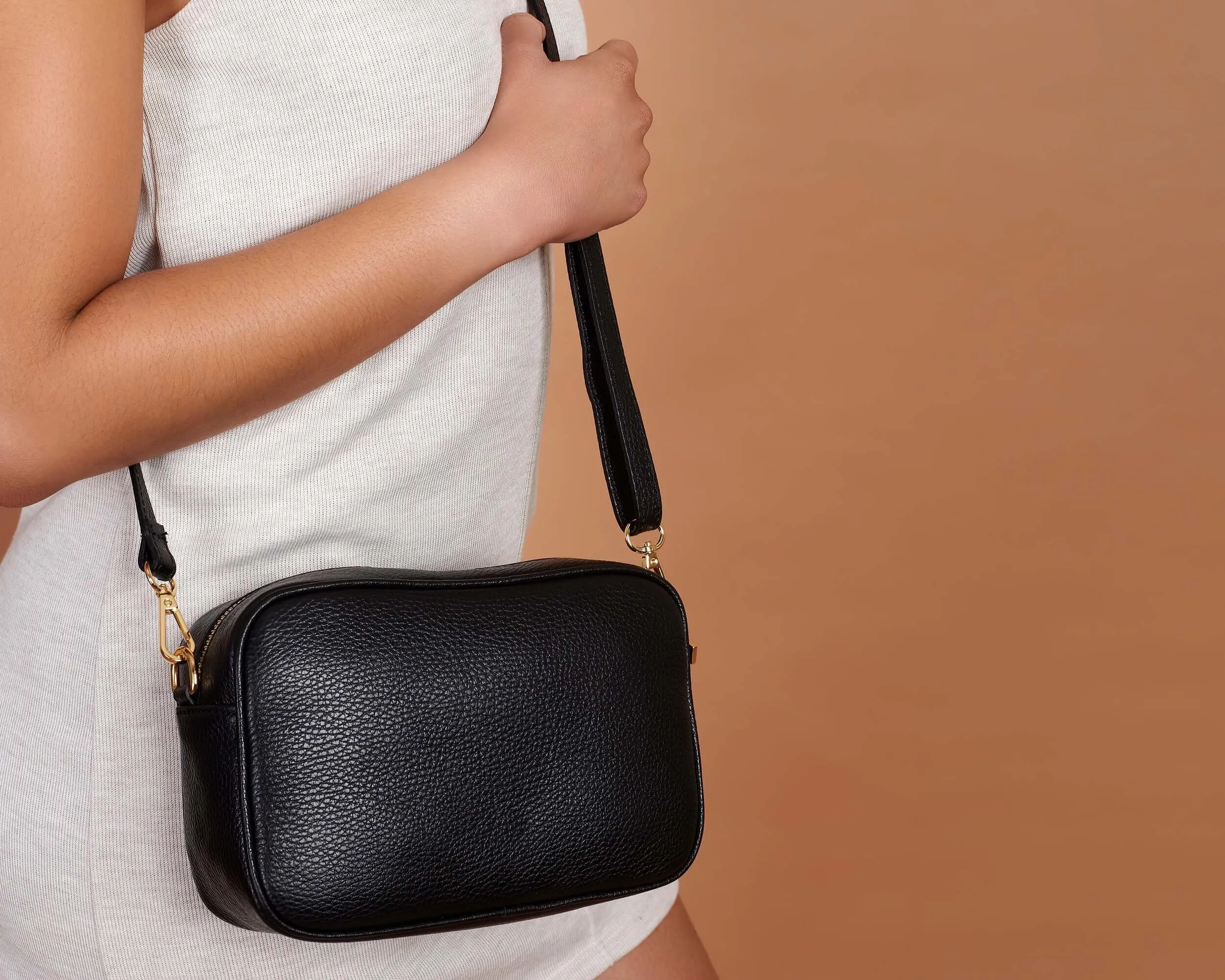 Black Italian Leather Bag, Small Crossbody Bag