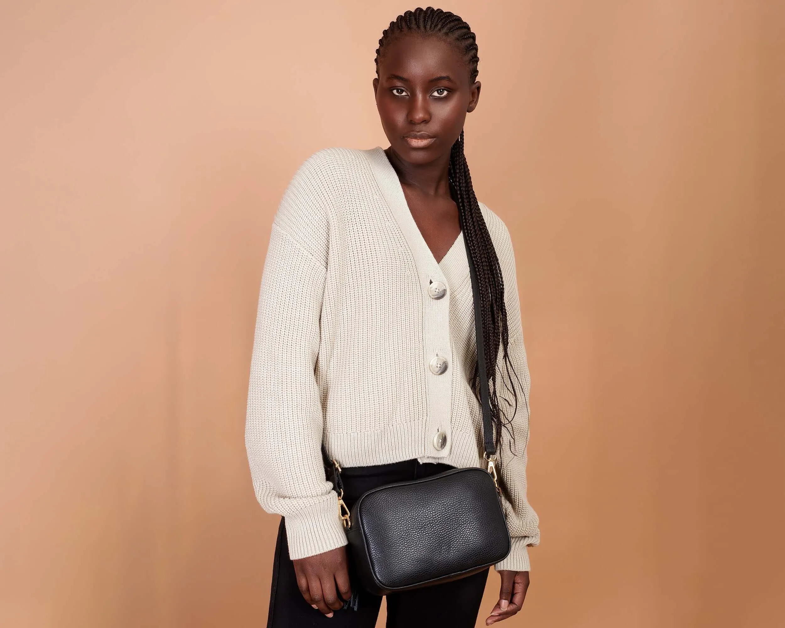 Black Italian Leather Bag, Small Crossbody Bag