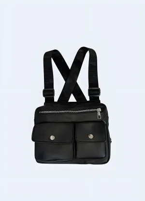 Black Leather Chest Bag