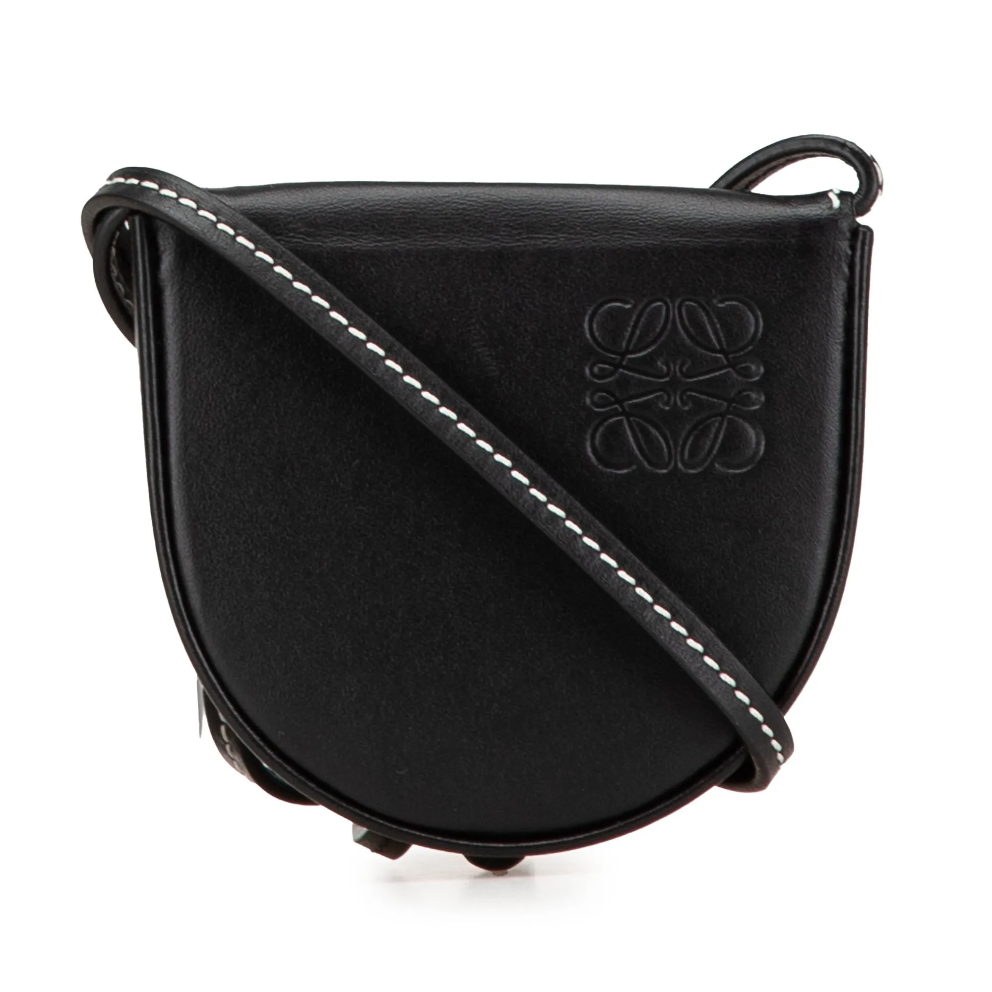 Black LOEWE Mini Soft Calfskin Heel Pouch Crossbody Bag