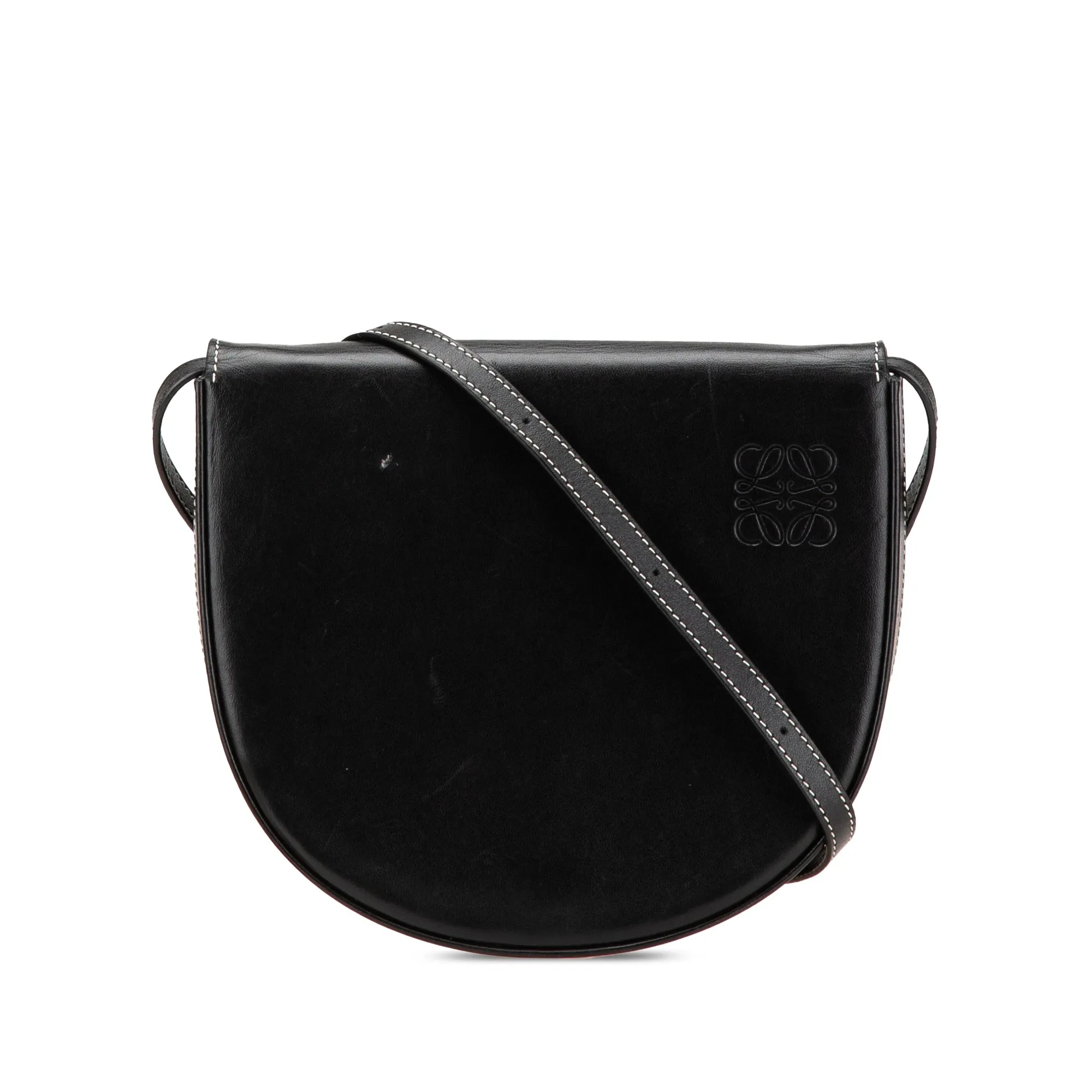 Black LOEWE Small Leather Heel Pouch Crossbody Bag