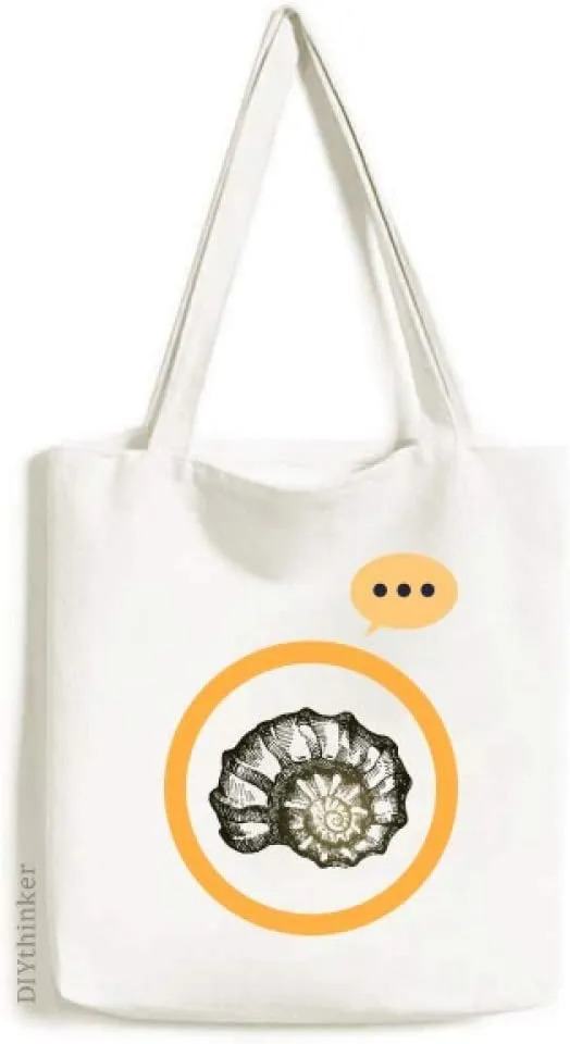 Black Marine Life Snail Pattern Expression Gift Sack Canvas Tote Shoulder Bag
