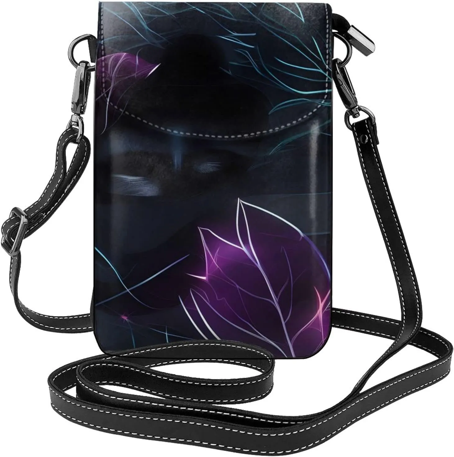 Black Mystery Women'S Crossbody Bag, Zipper Phone Wallet, Cute Purse, Shoulder Bag, Detachable Shoulder Strap