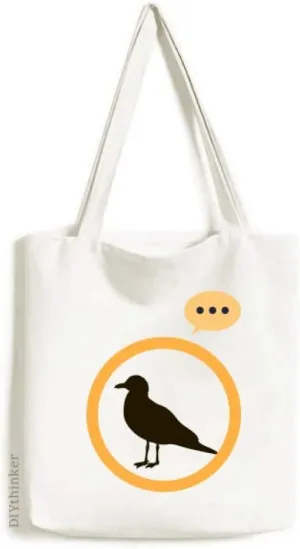 Black Seagull Animal Portrayal Expression Gift Sack Canvas Tote Shoulder Bag