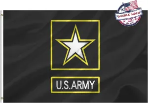 Black US Army Star Military Flags 3x5 Outdoor Double Sided- Heavy Duty 3ply United States Army Flag Super Durable 4 Rows Stitched Edge Canvas Header with 2 Brass Grommets