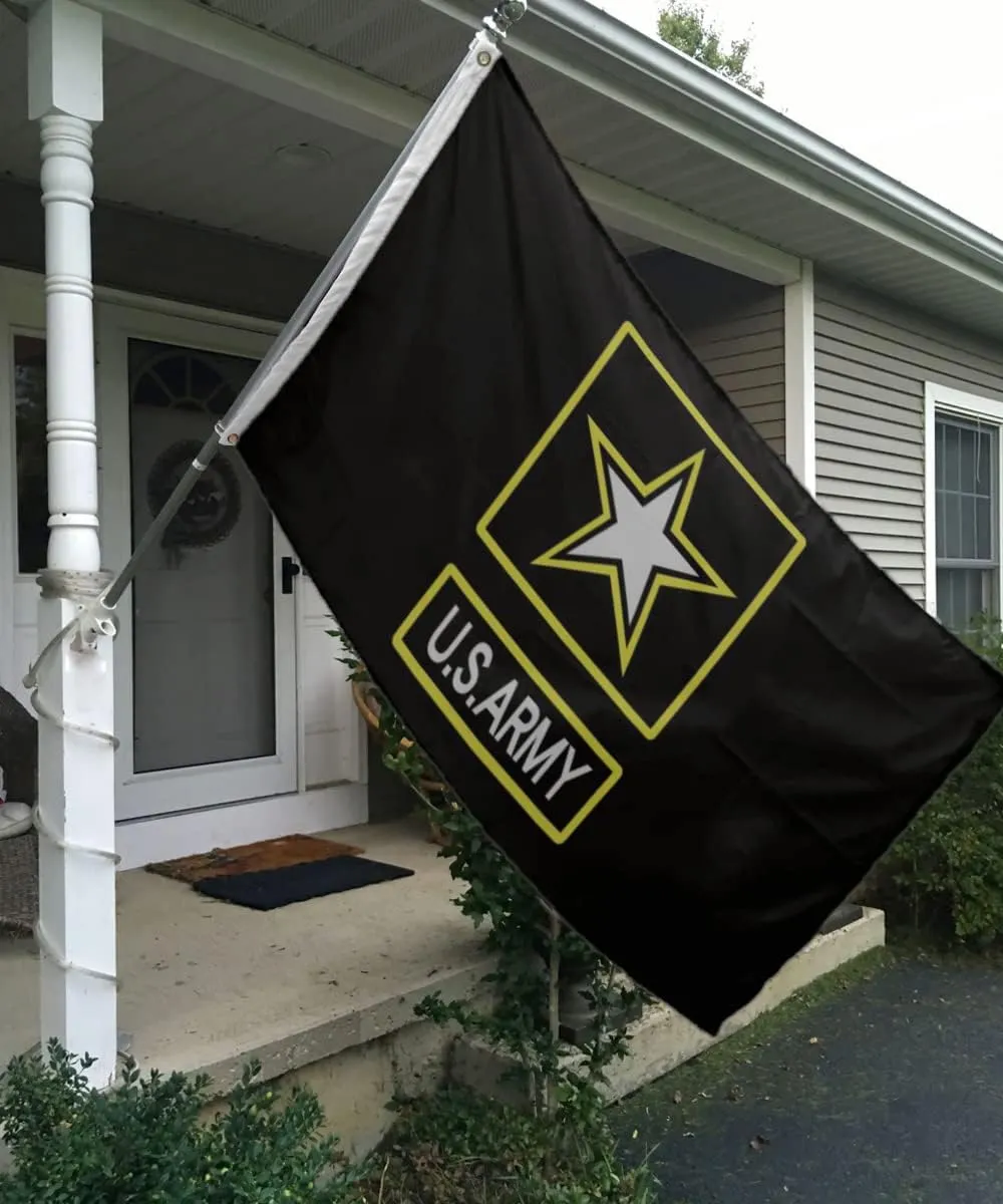 Black US Army Star Military Flags 3x5 Outdoor Double Sided- Heavy Duty 3ply United States Army Flag Super Durable 4 Rows Stitched Edge Canvas Header with 2 Brass Grommets