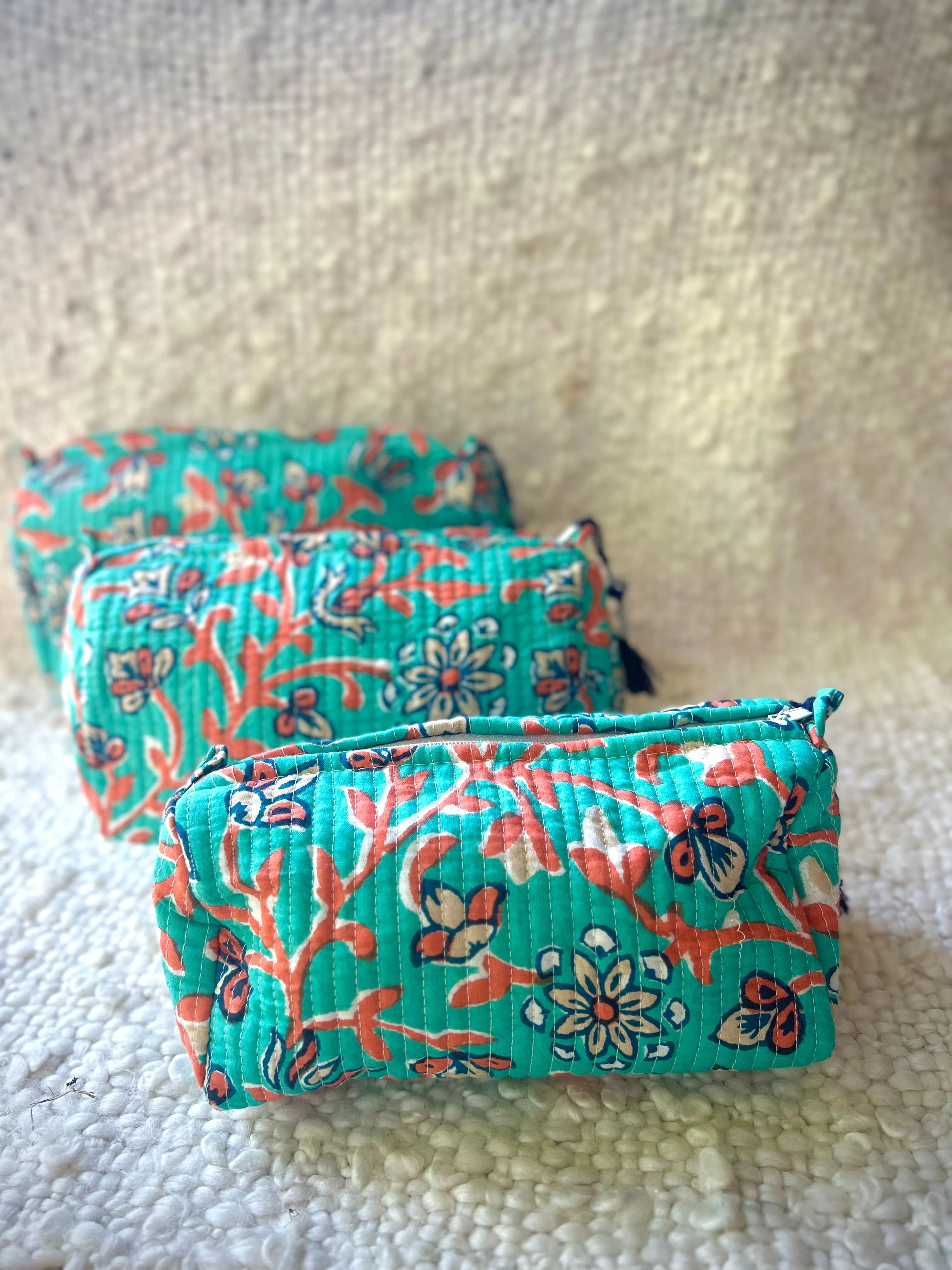 Block Printed Cosmetic Pouches- Set of 3