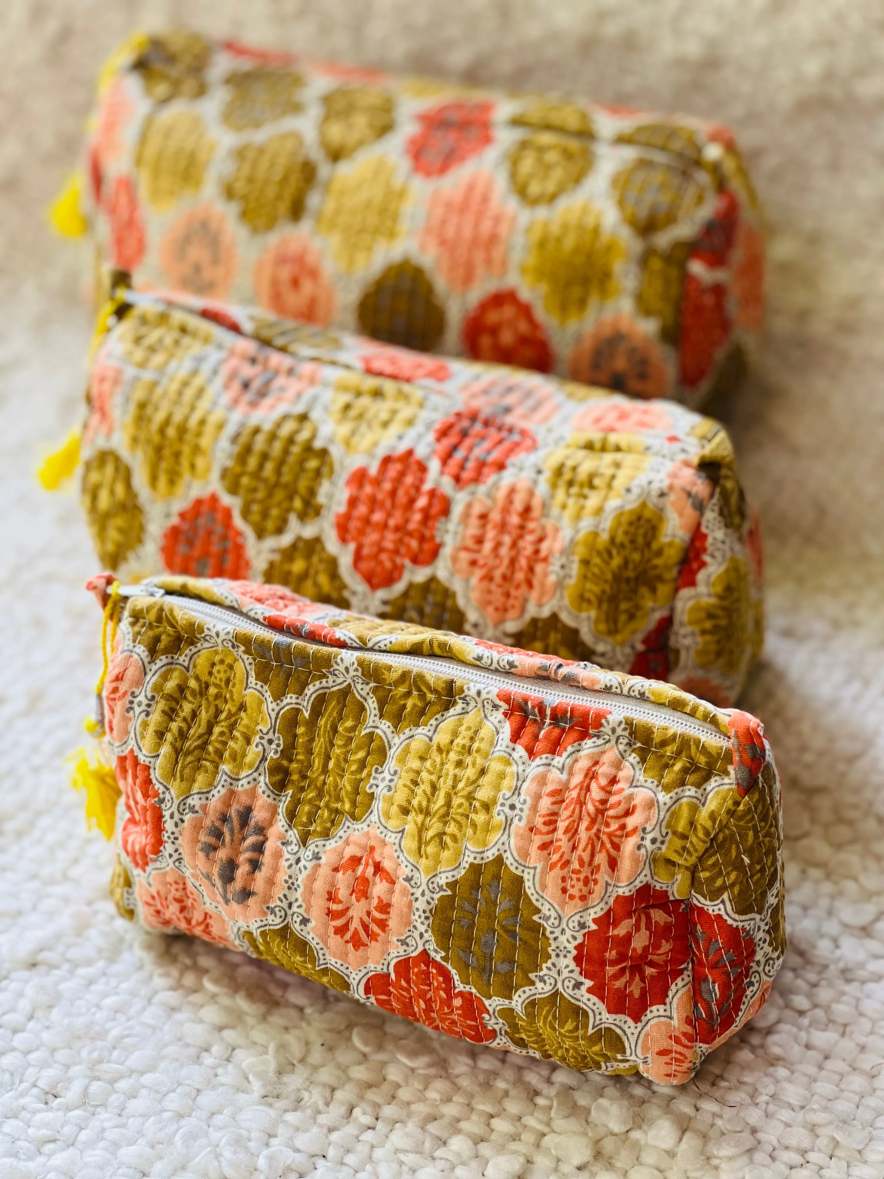 Block Printed Cosmetic Pouches- Set of 3