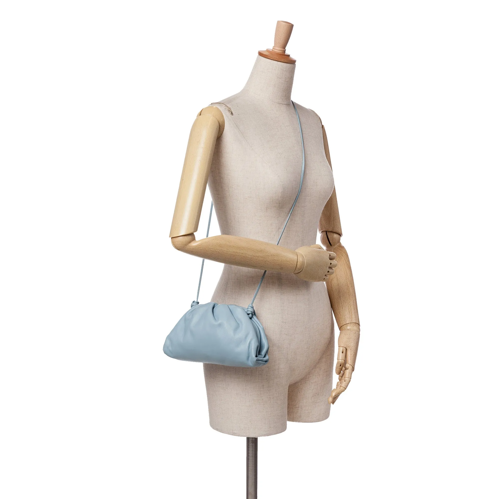 Blue Bottega Veneta Lambskin The Mini Pouch Crossbody Bag